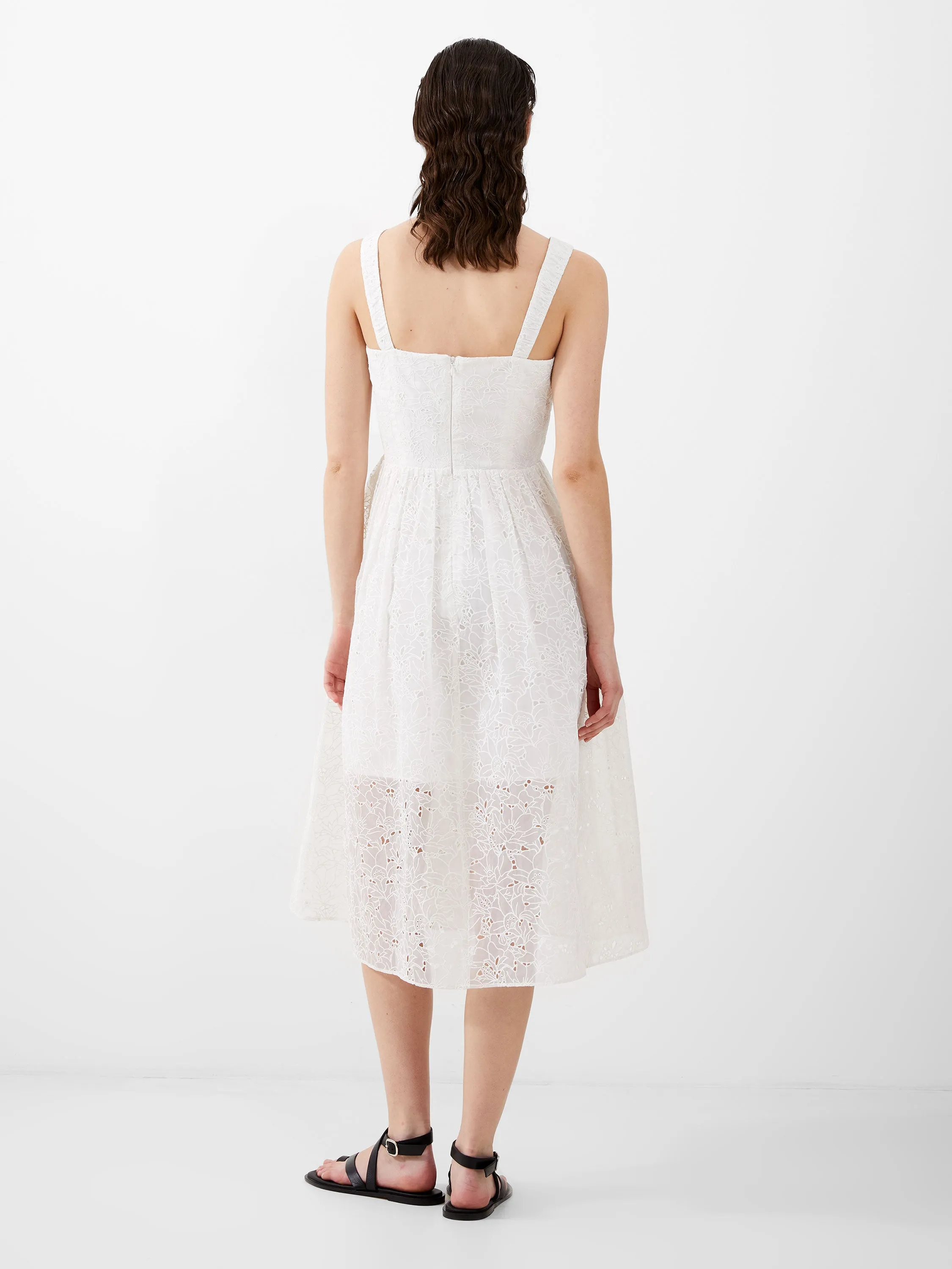 Winter Classic Relax Draping Embroidered Evelyn Lace Strappy Dress