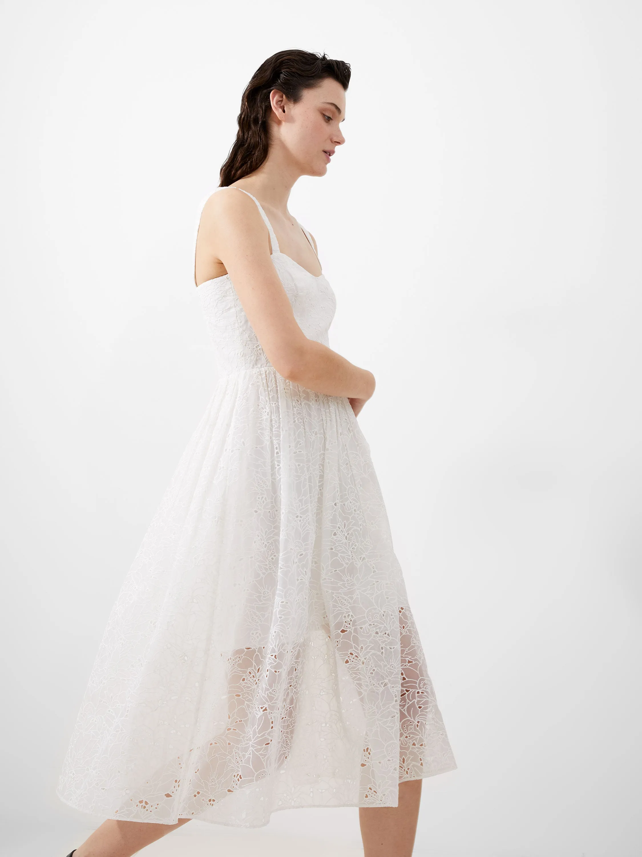 Embroidered Evelyn Lace Strappy Dress Walk Free