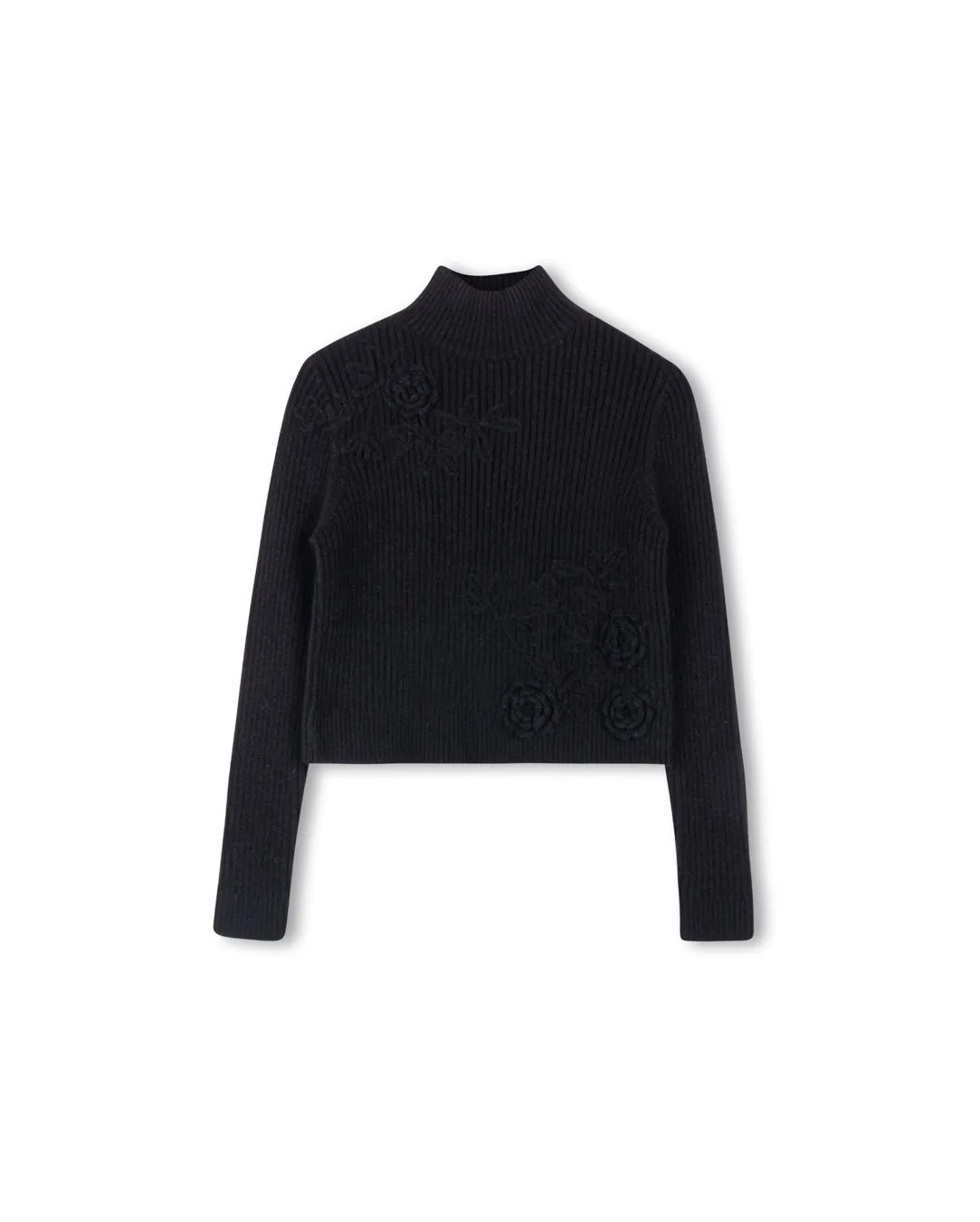 Embroidered Turtleneck Sweater Everyday Comfort Cozy Apparel