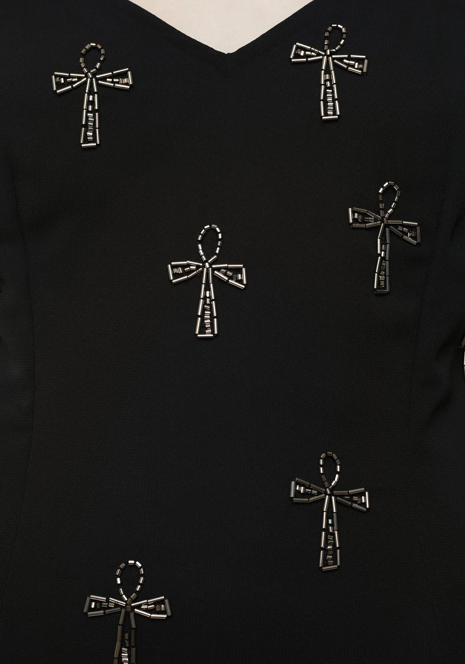 EasyCareMaterial Flattering Style Fit Ankh Beaded Chiffon Midaxi Cami Dress