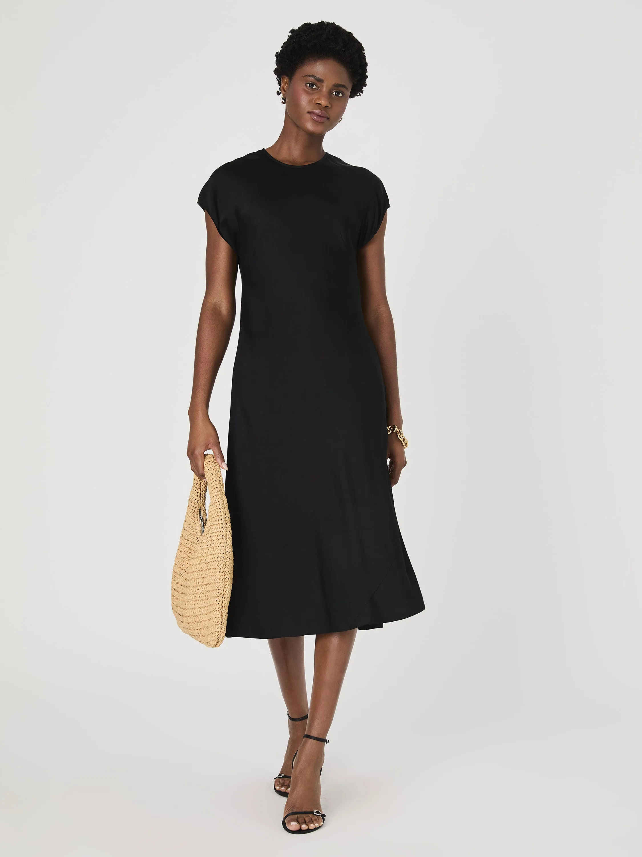 Smile Glow Lace Accent Ennis Satin Column Midi Dress