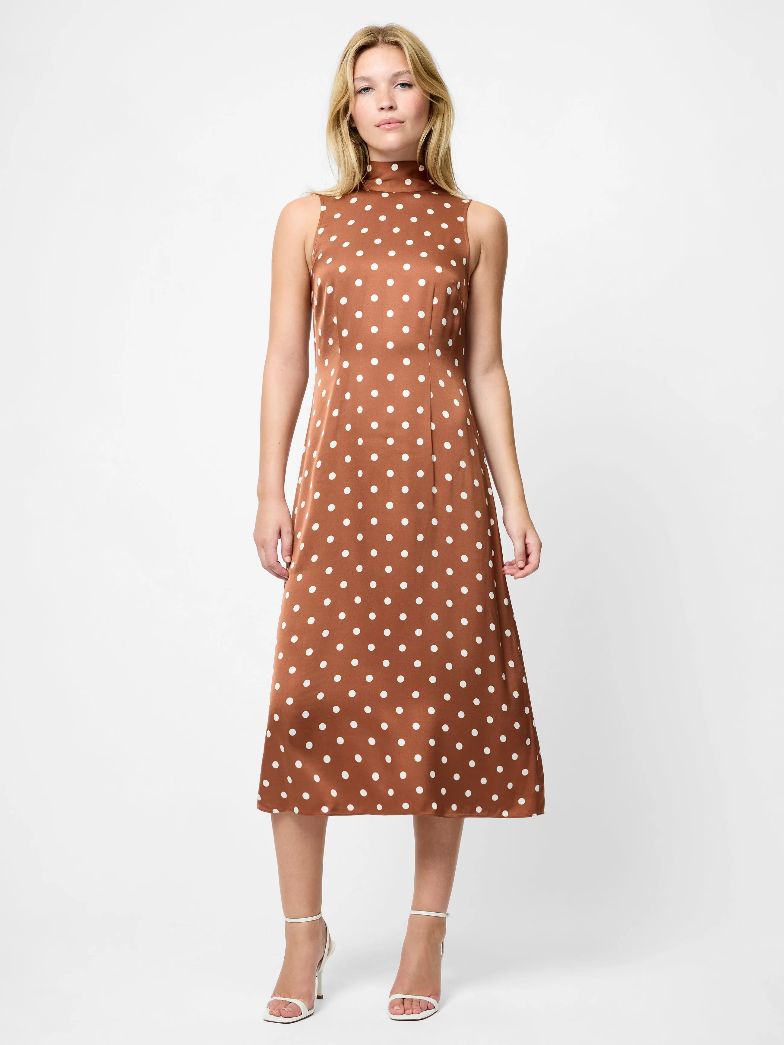 Ennis Satin Polka Dot Midi Dress Tailored Mood Fashion Forward