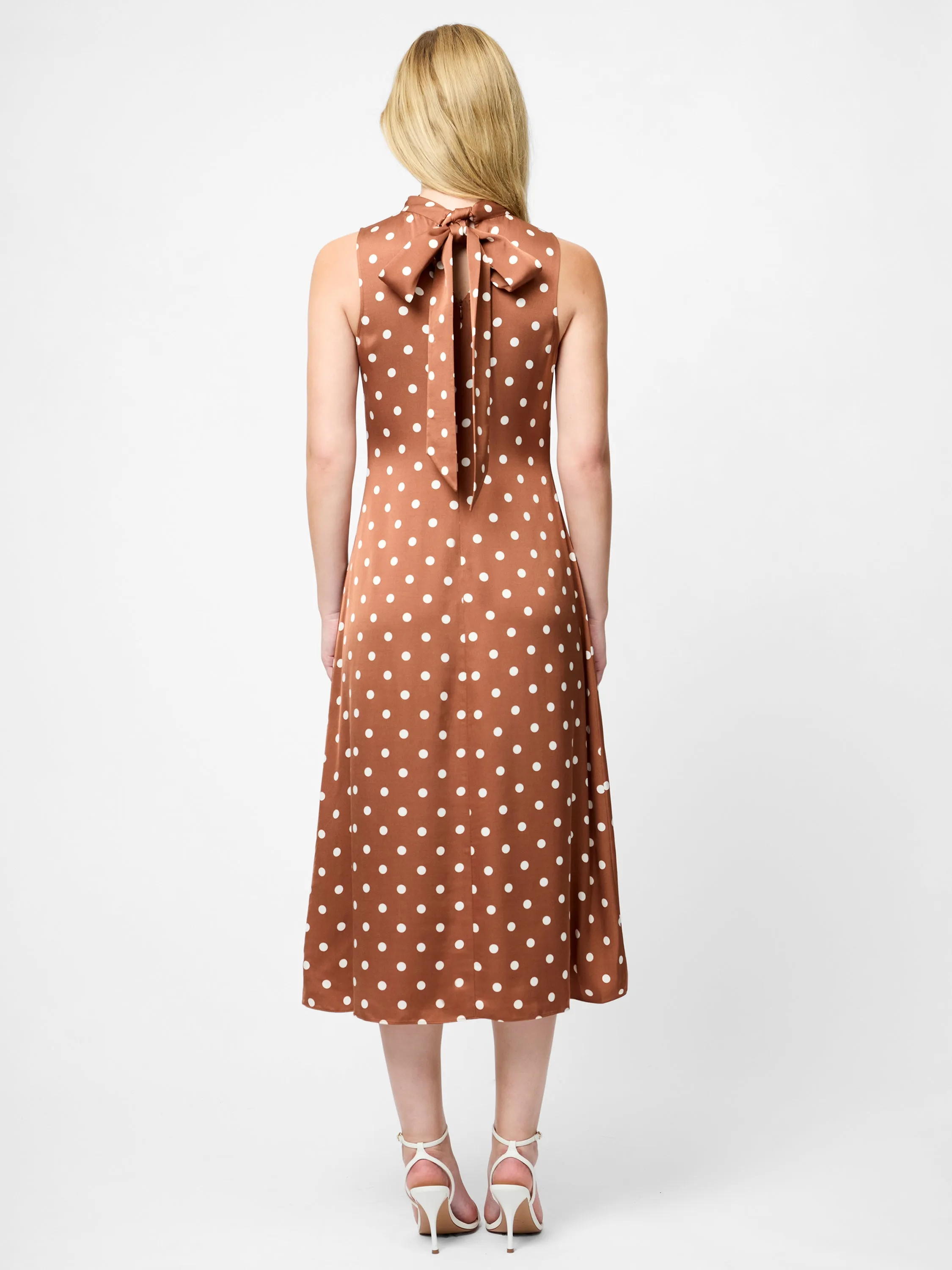 Cozy Comfort Ennis Satin Polka Dot Midi Dress