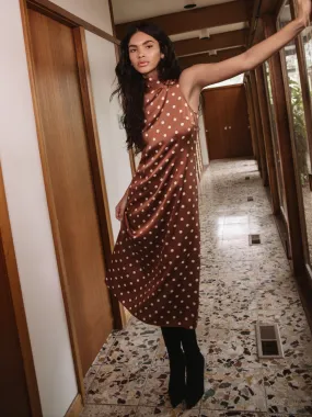 Date night Ennis Satin Polka Dot Midi Dress