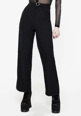 Adjustable Waistband Enyo Belt Detail Stripe Wide Leg Trouser