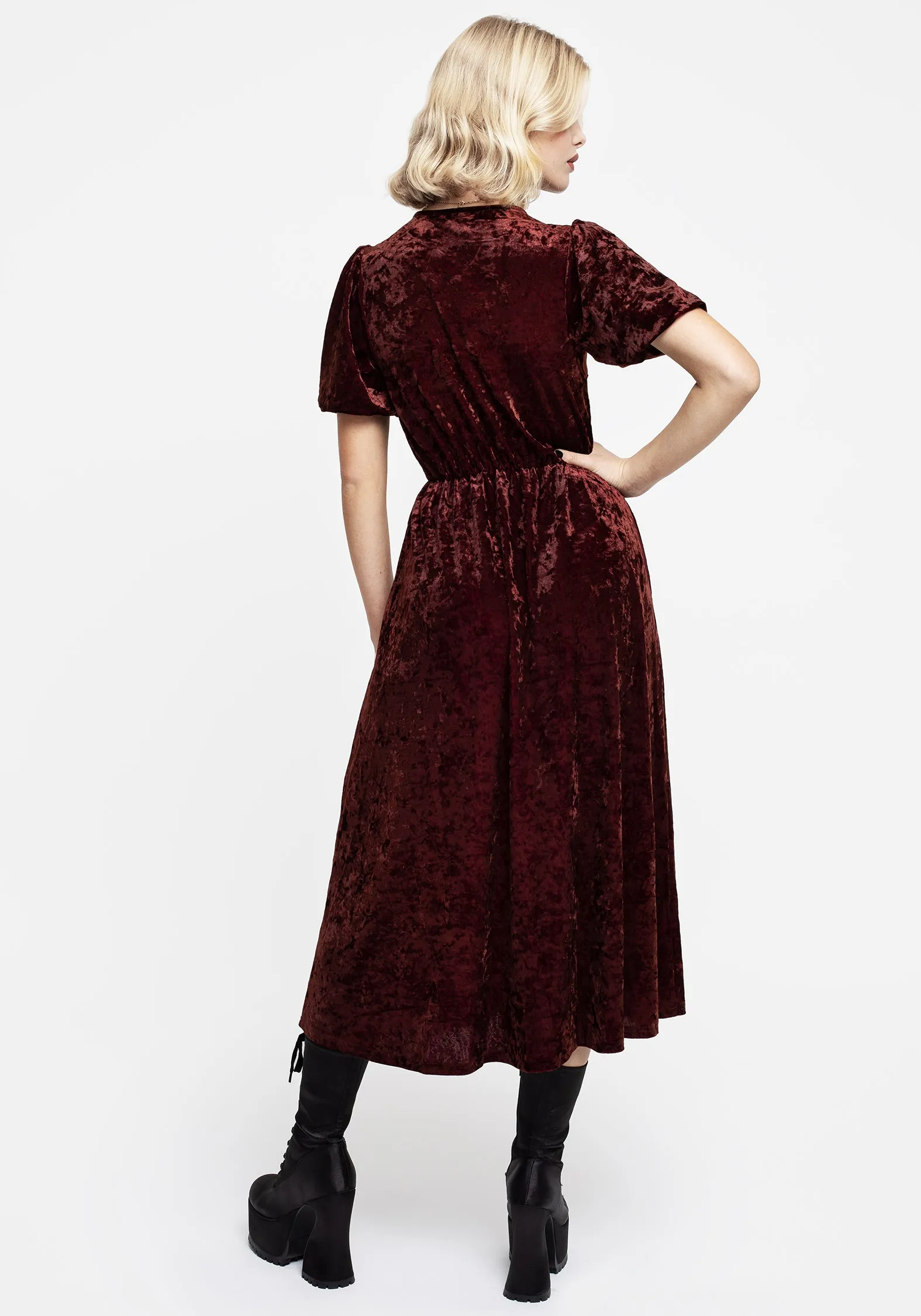 Essence Crushed Velour Button Up Midi Dress Easygoing Outfit
