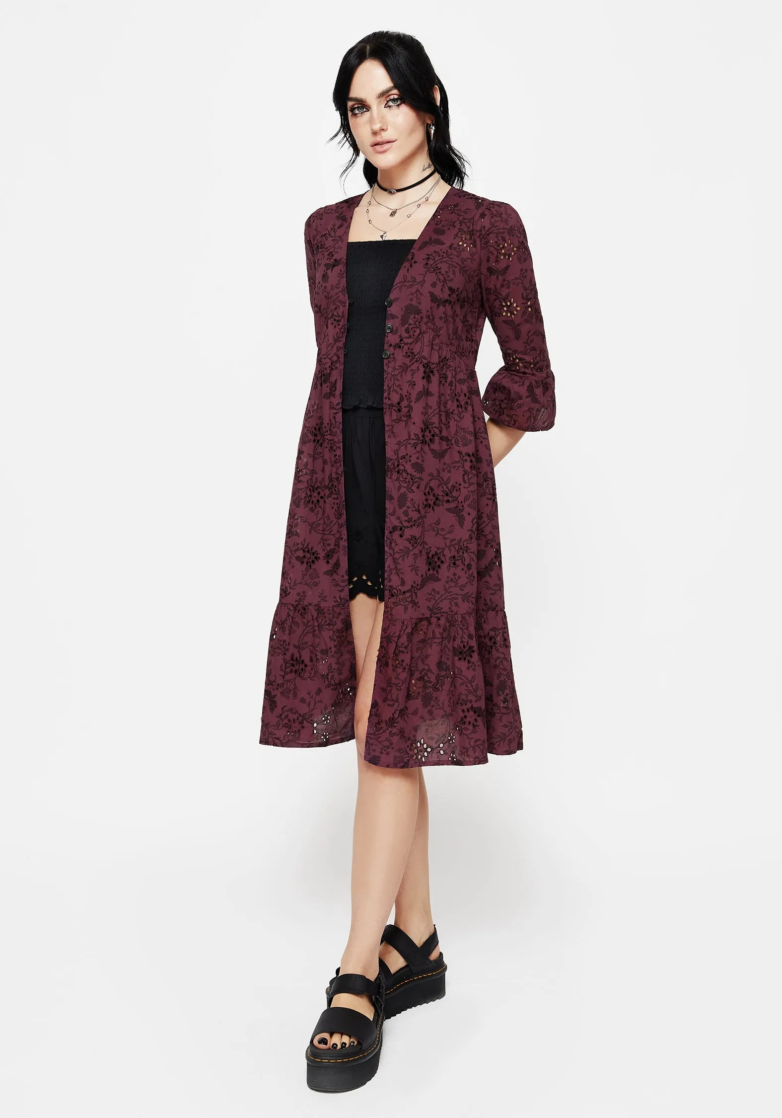 Button Accent Morgana Cotton Broderie Overdress