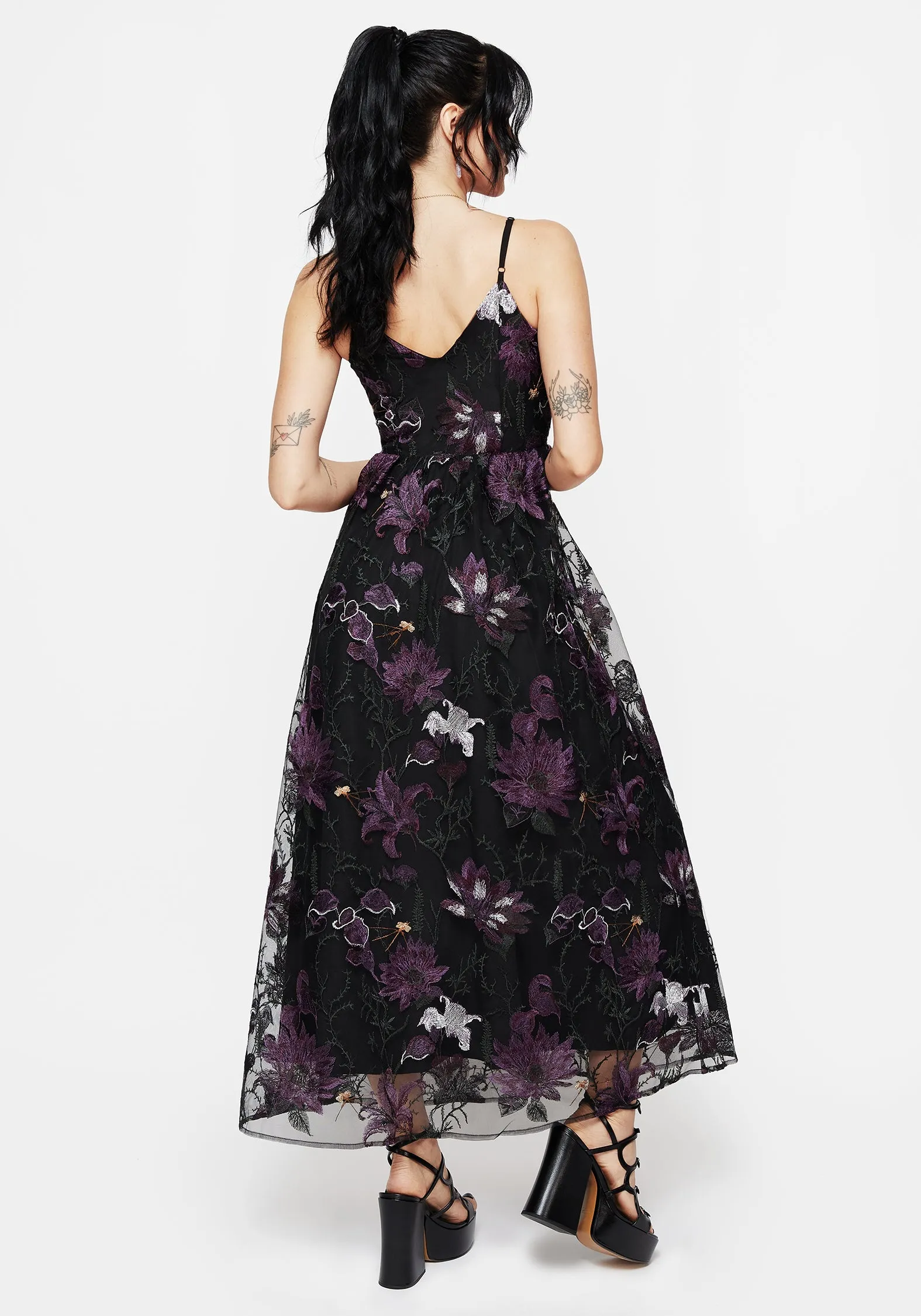 Estrid Embroidered Mesh Midaxi Cami Dress Birthday-Celebration