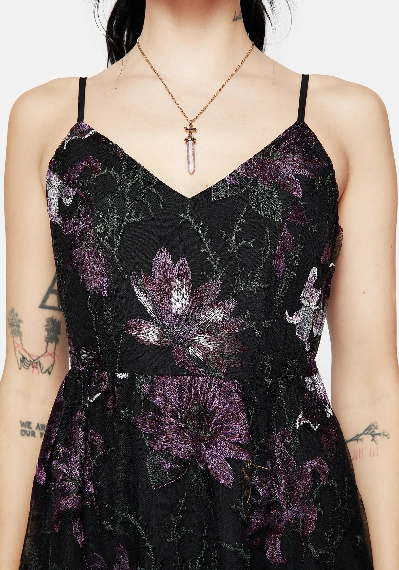 Estrid Embroidered Mesh Midaxi Cami Dress Chic Appeal