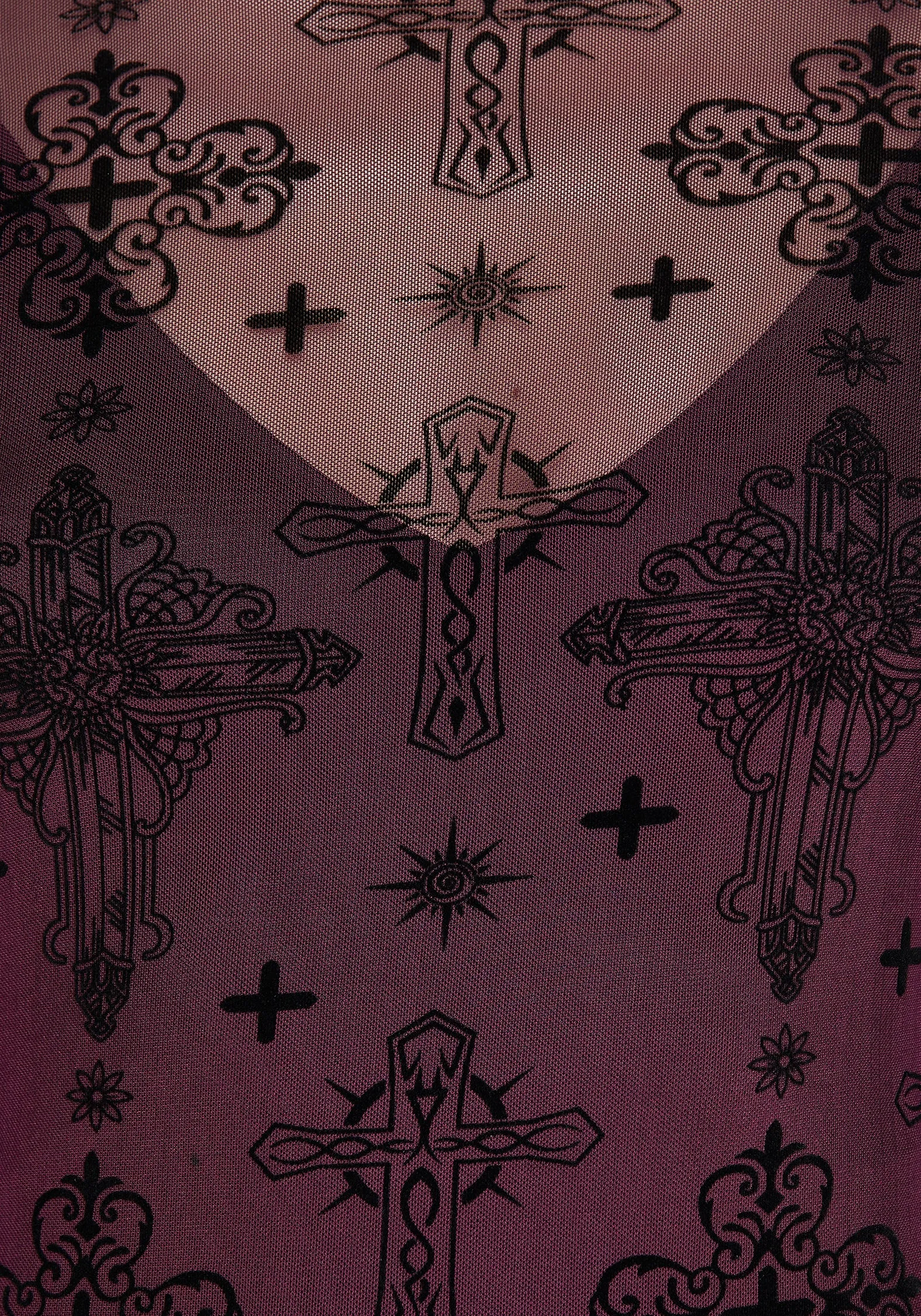 Priestess Flocked Mesh Maxi Dress - Purple Casual-Look Airy Feel