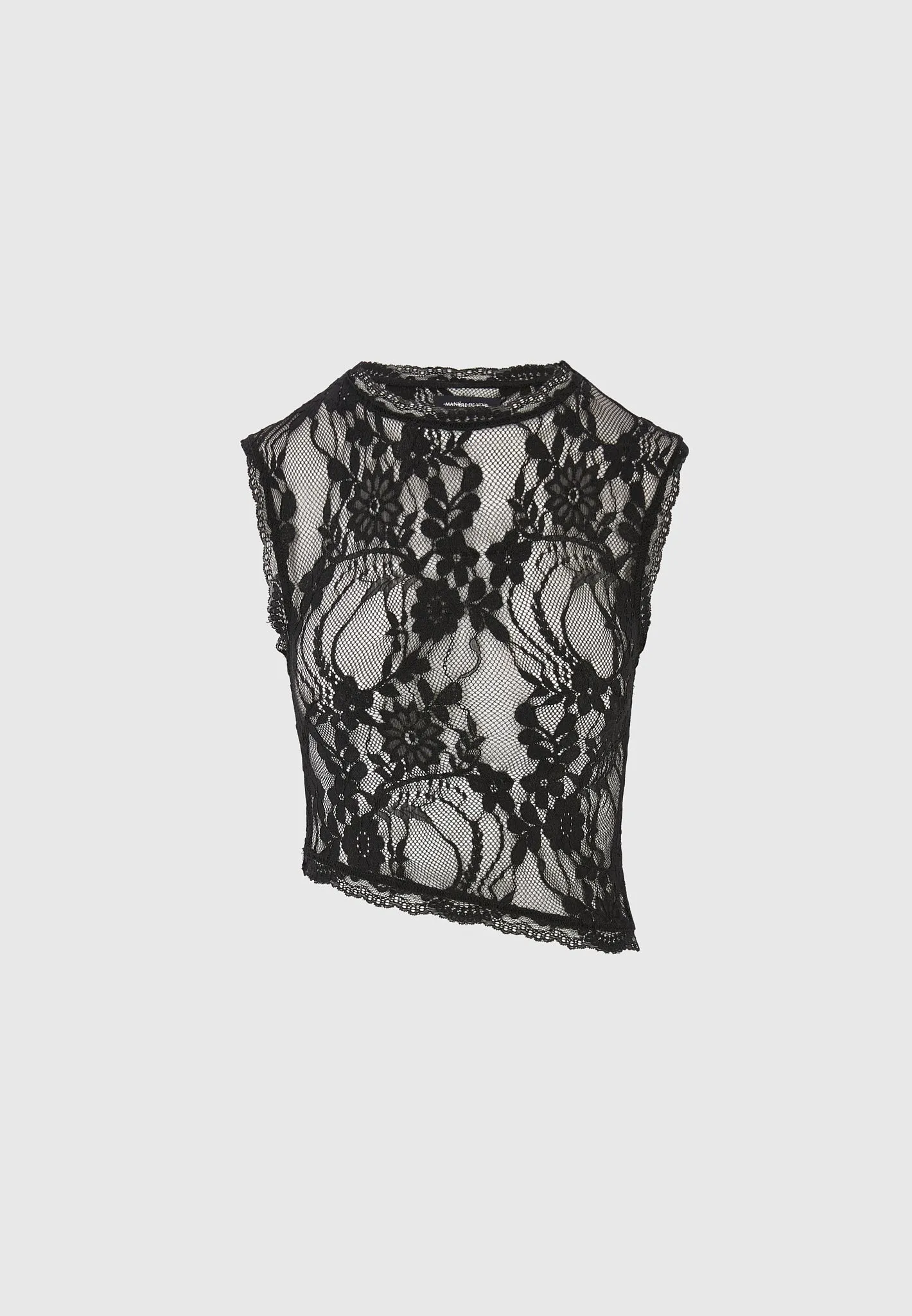 Eugenie - Lace Asymmetric Top - Black Active Wearable OdorResistant Fabric
