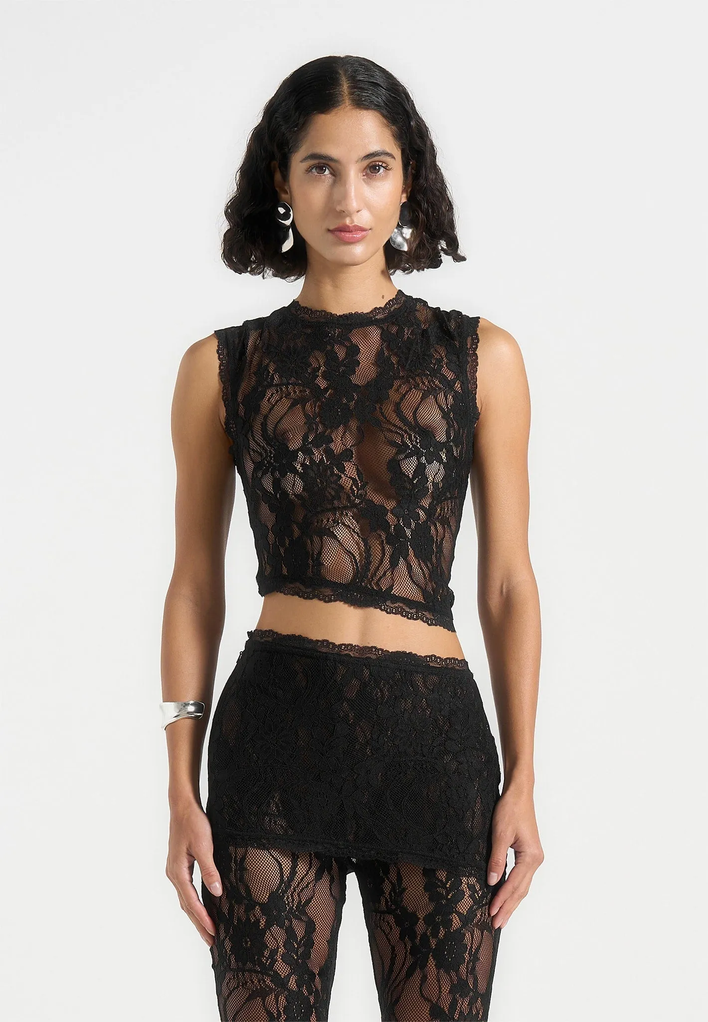Eugenie - Lace Asymmetric Top - Black Cozy Feel