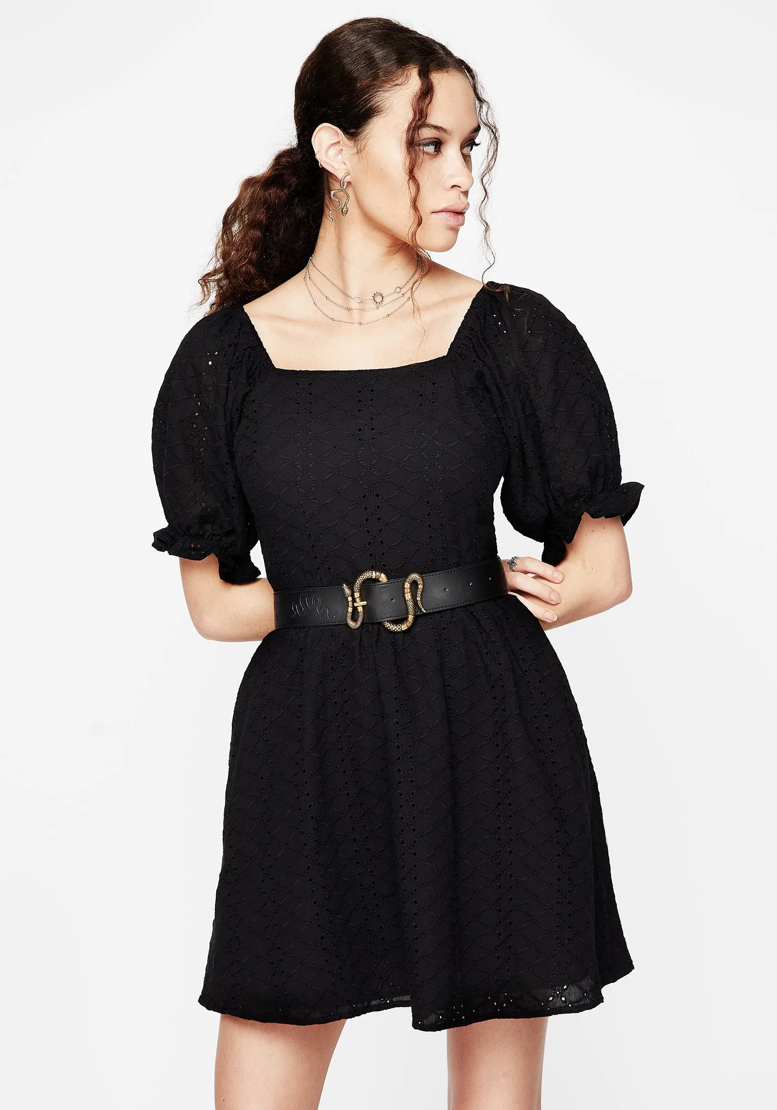 Euthymia Broderie Puff Sleeve Mini Dress Perfect Look