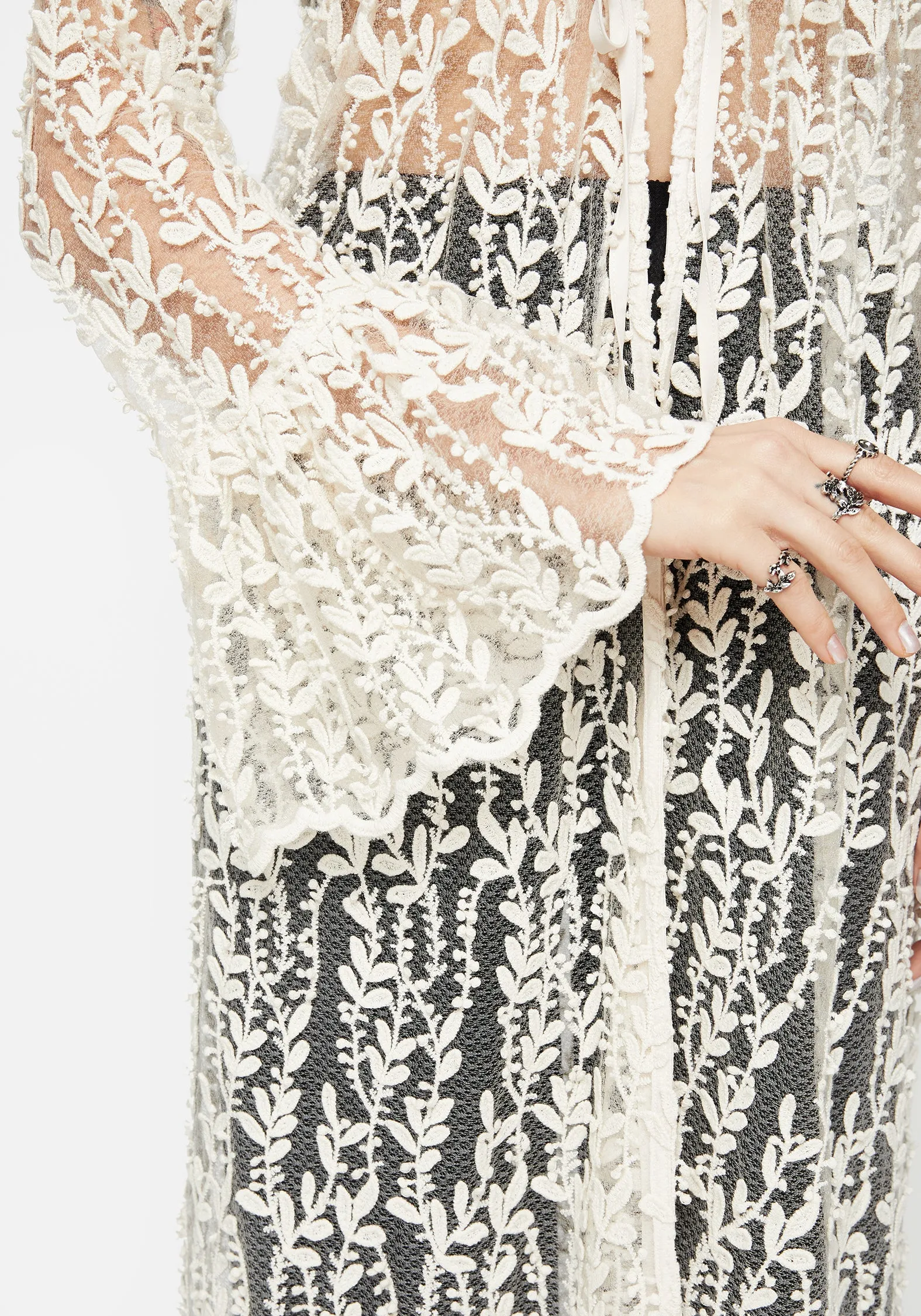 RecycledPolyester Soft Inner Lining Evangeline Lace Kimono