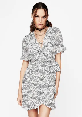 Rosamoth Chiffon Mini Wrap Dress - White Daily Mood