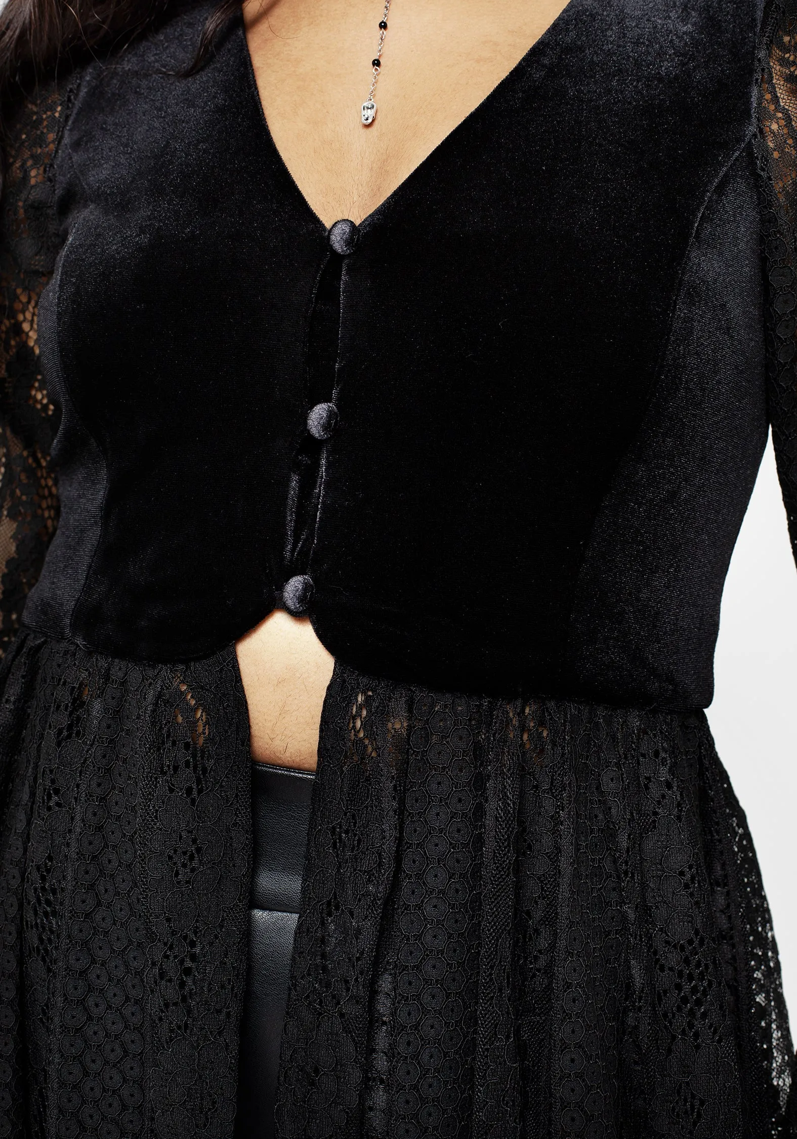 SoftTouchTexture Everlasting Flared Sleeve Lace Overdress