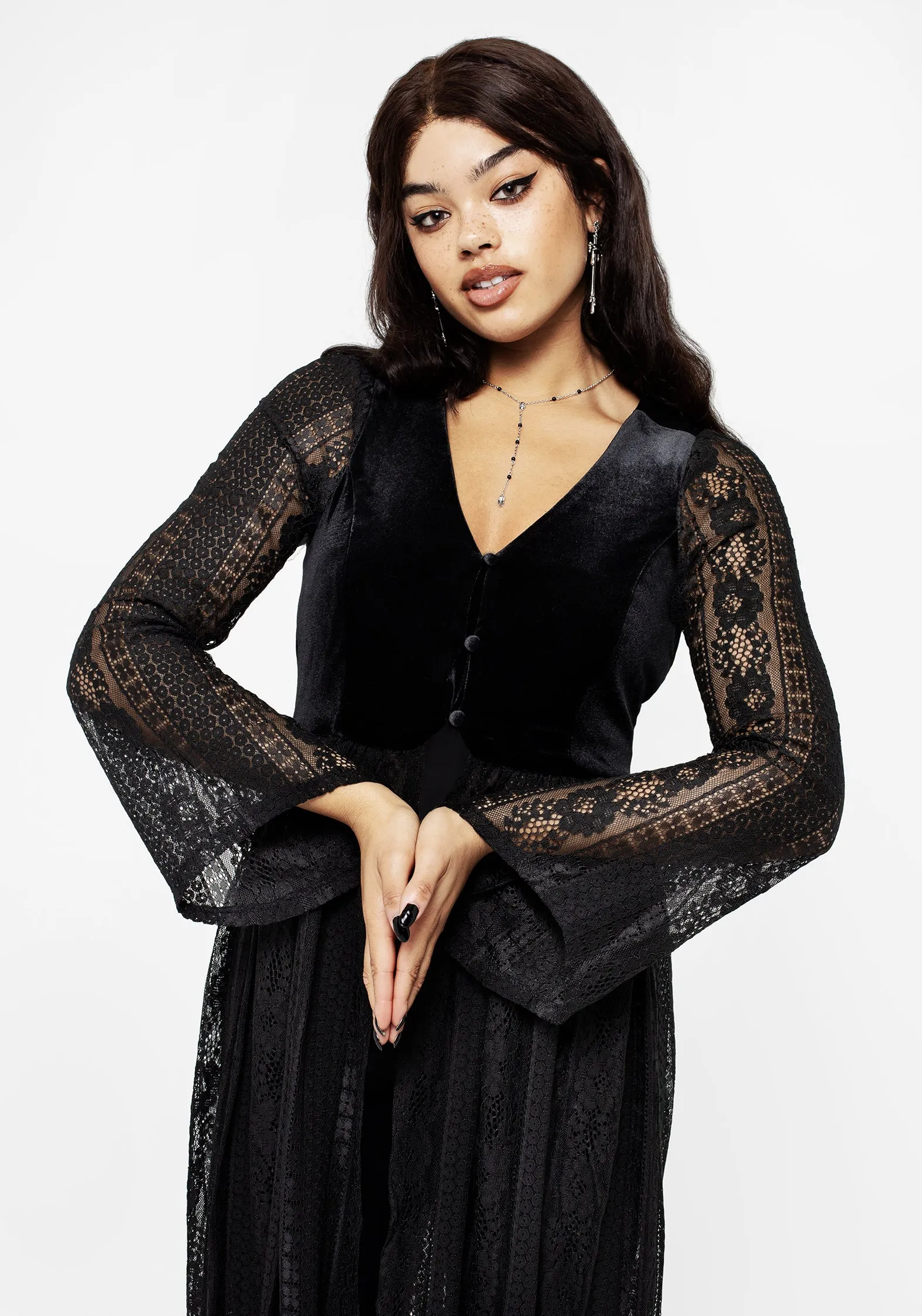 Everlasting Flared Sleeve Lace Overdress budget-friendly Lazy Pick