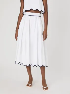 Alexis Cotton Scallop Midi Skirt Chic and Cozy Wear Light Weight