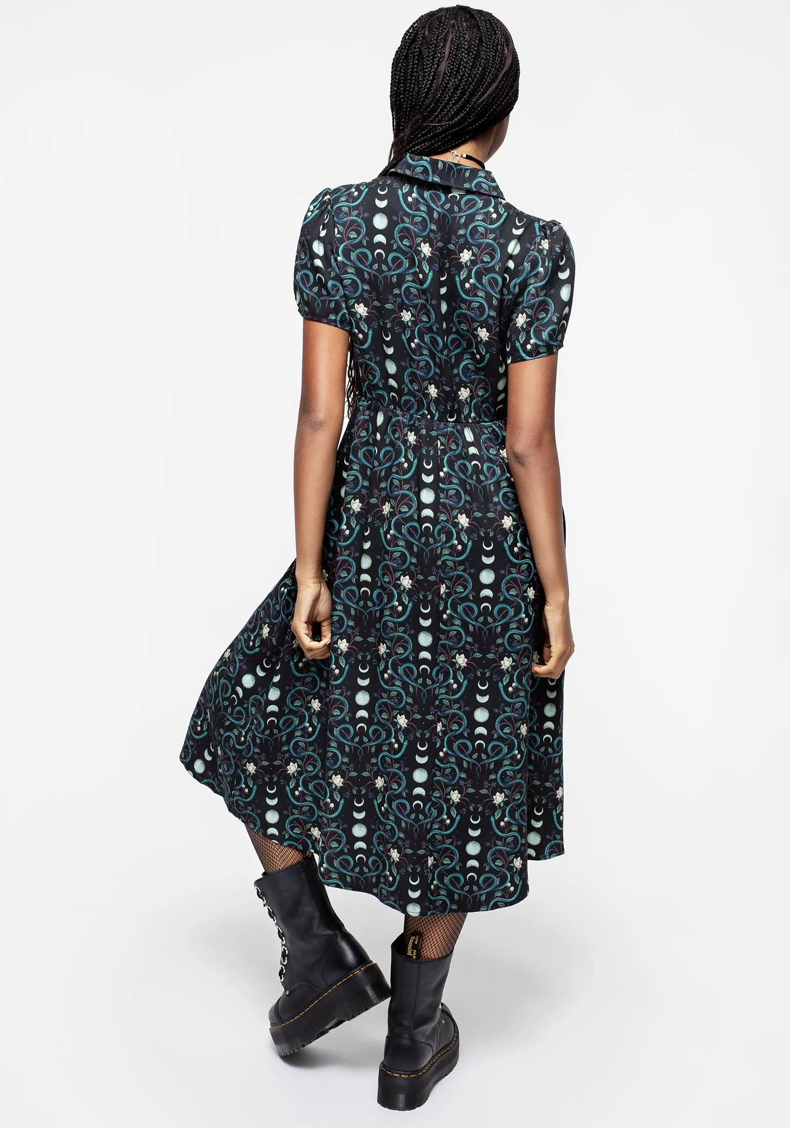 Polished Appearance Smooth Blend Pythia Print Midi Shirt Dress