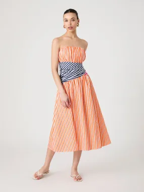 Alexis Stripe Strapless Midi Dress Tailored-fit Decorative-Design