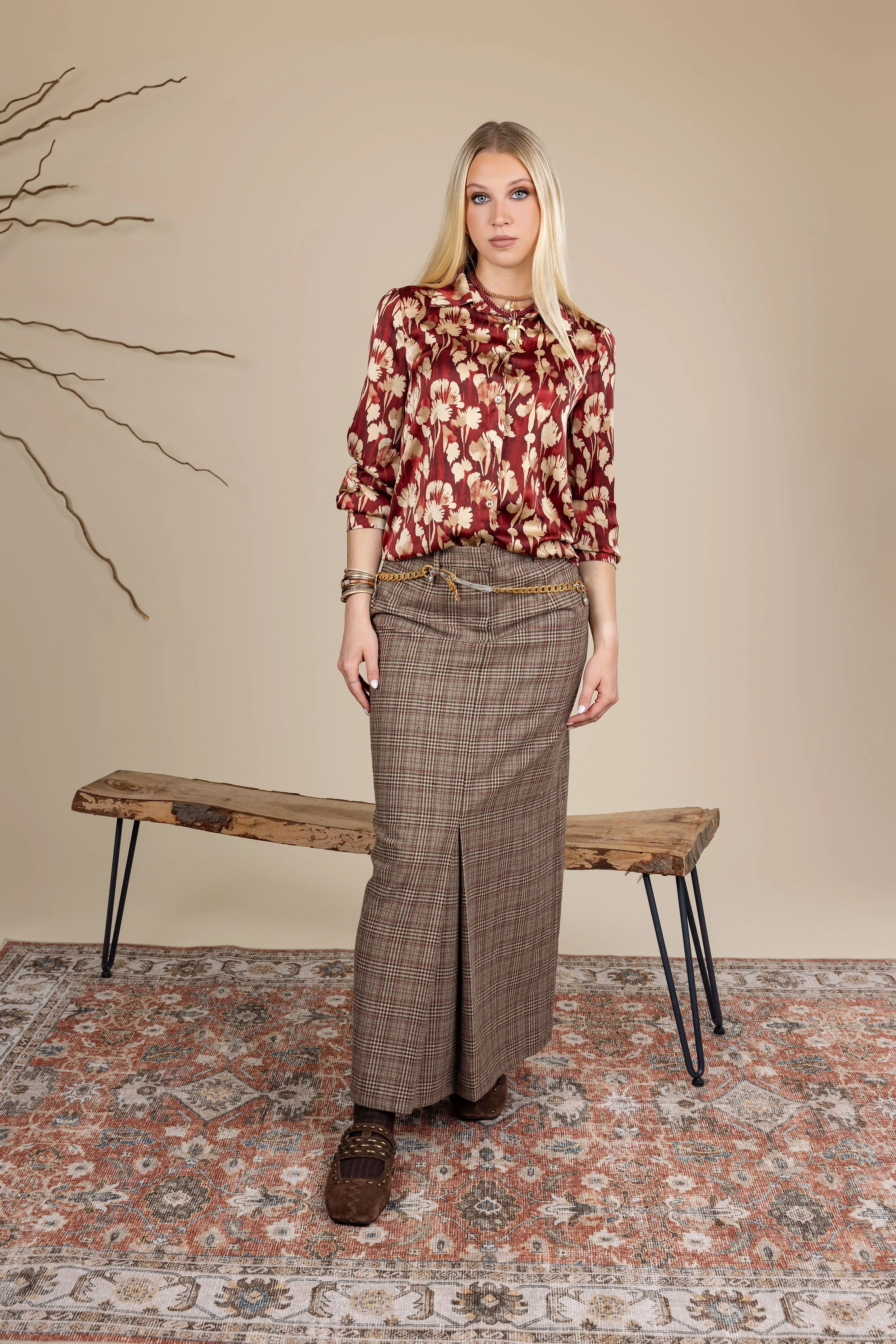 Non Restrictive Modern Edge Dano Plaid  Straight Skirt