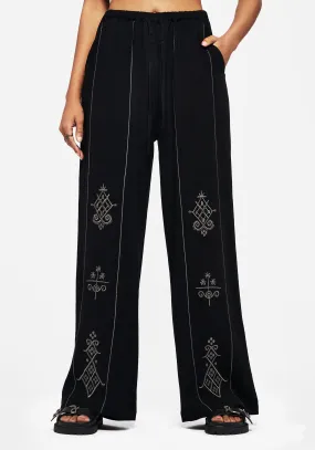 Merrymount Embroidered Wide Leg Trouser A line