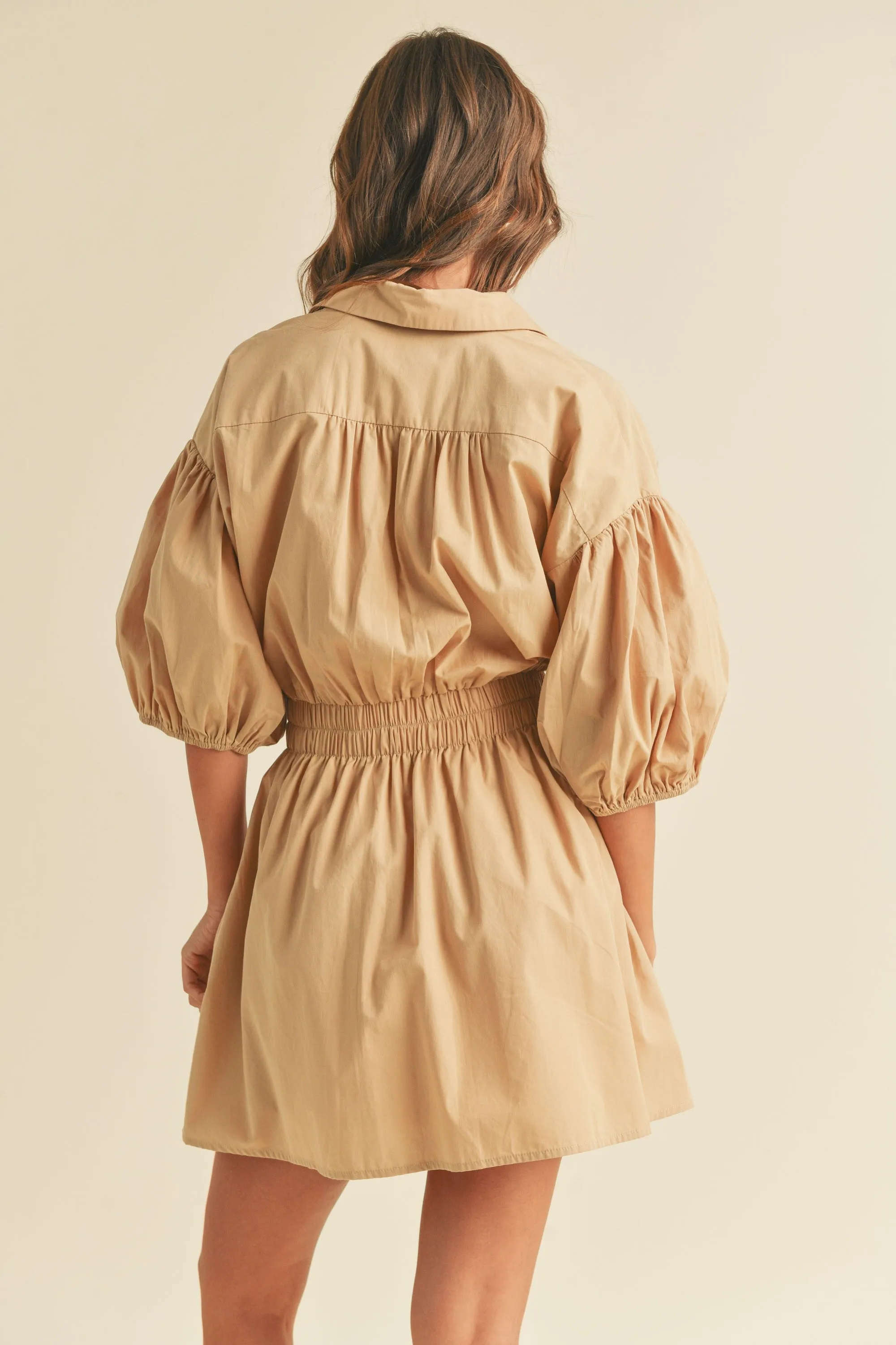 Full Coverage Evie Poplin Dress - Taupe