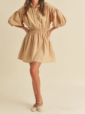 Relaxed fit wear Relax Tones Evie Poplin Dress - Taupe