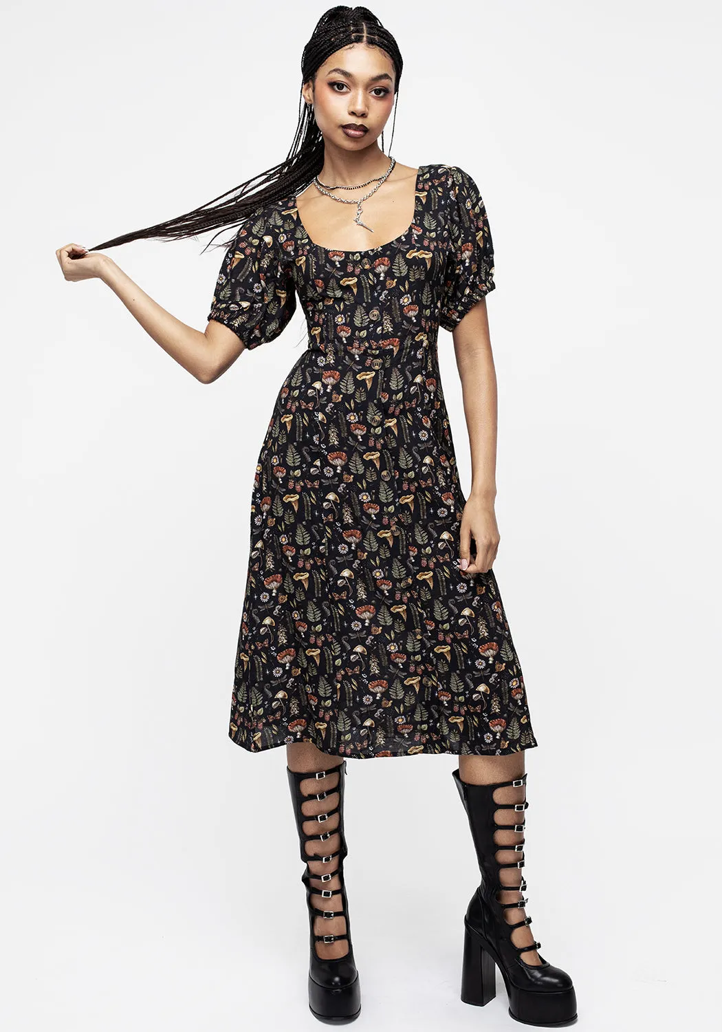 Modern Finish Luthien Puff Sleeve Midi Dress