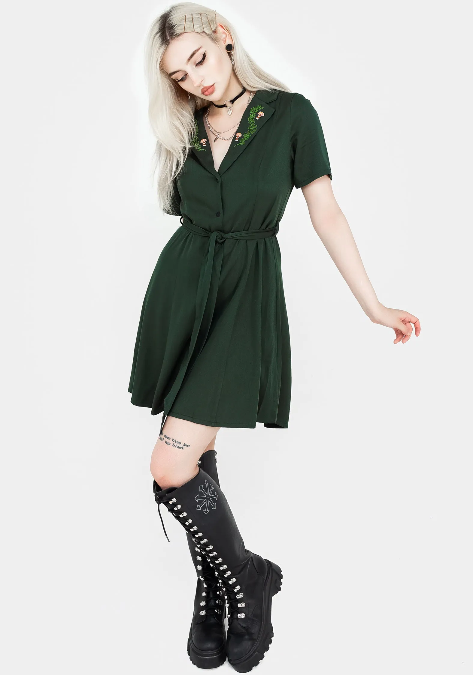 Fable Button Up Mini Shirt Dress Timeless playful piece Soft touch finish