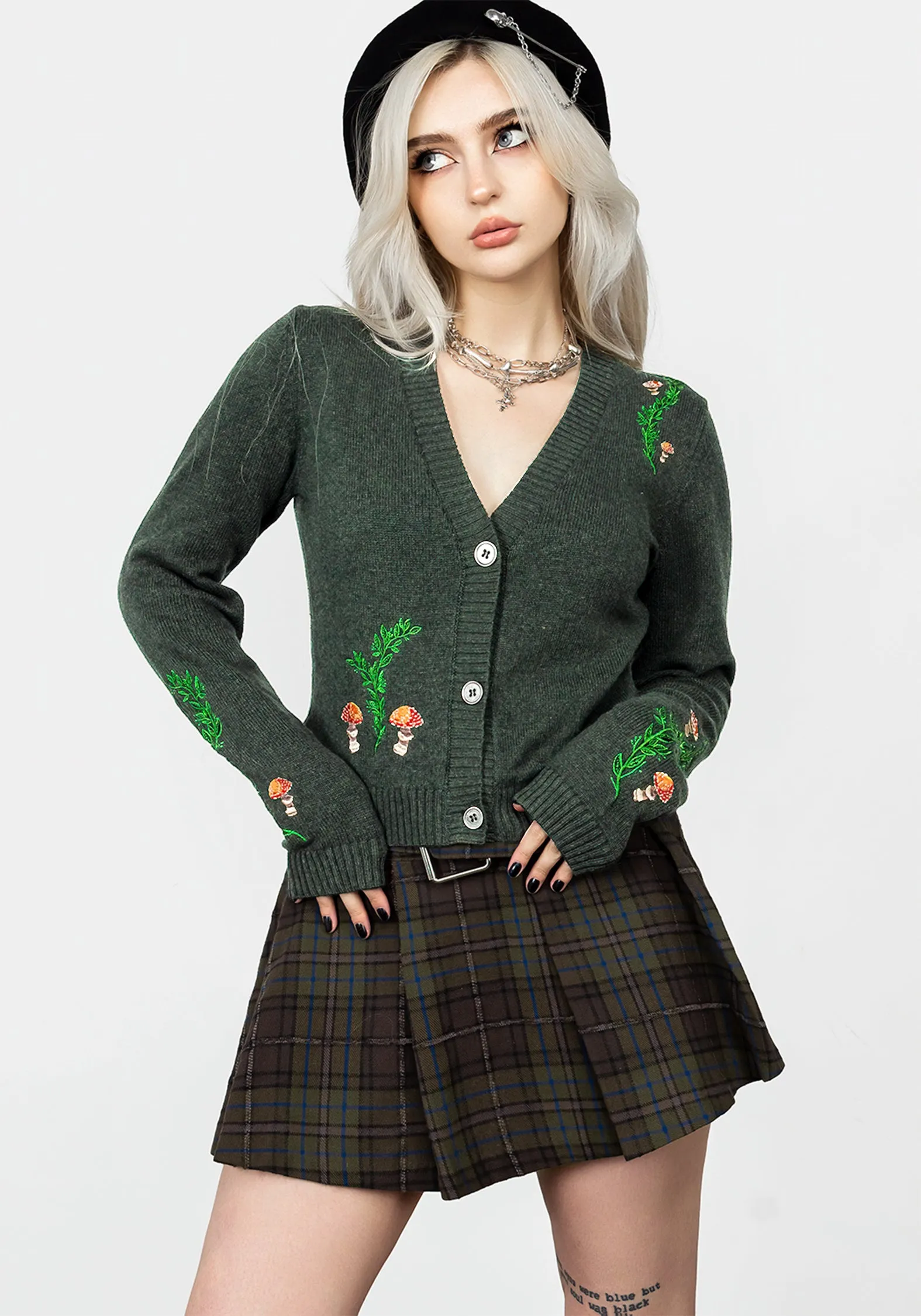 Basic Style Soft Finish Fable Embroidered Cardigan