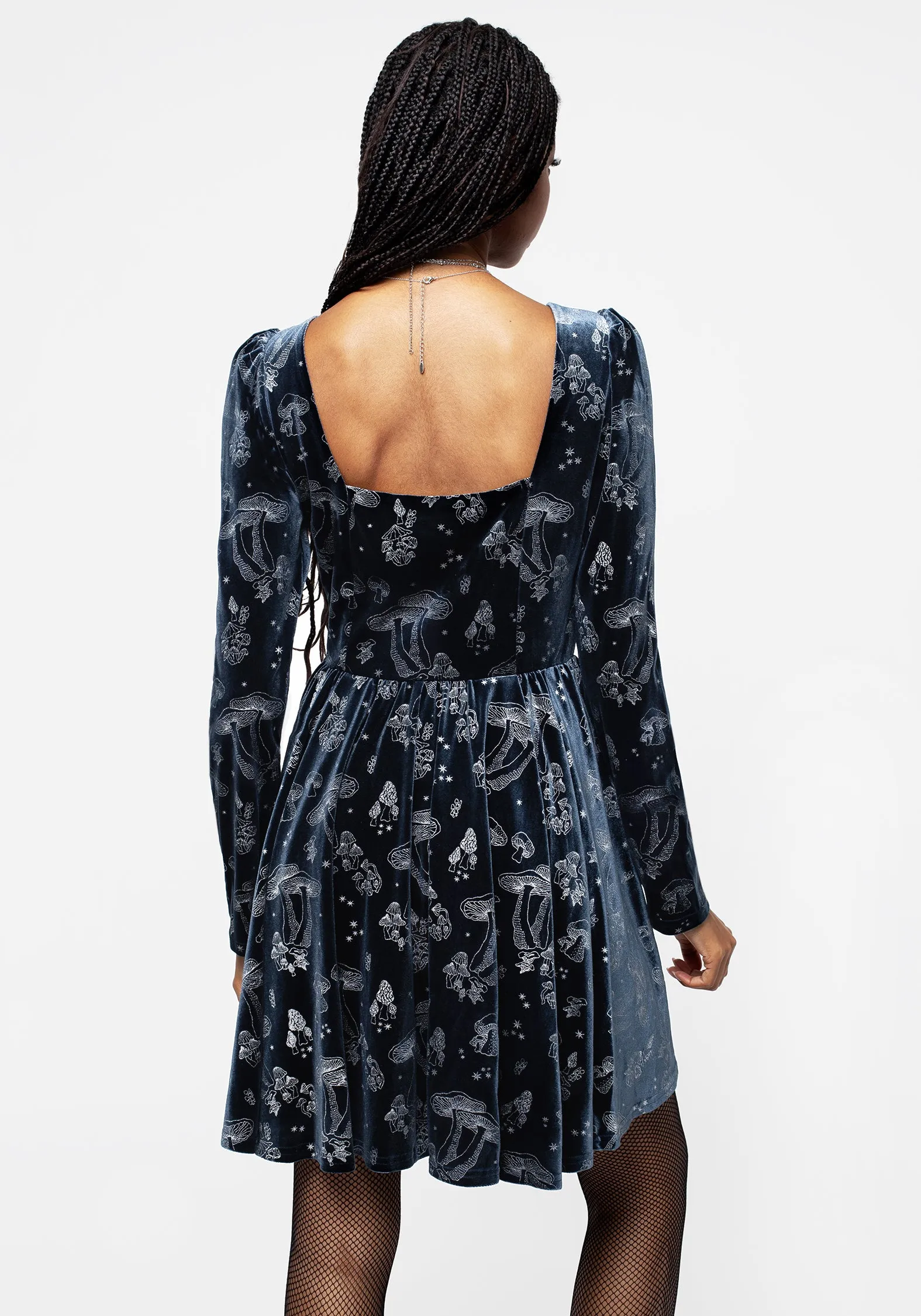 Moment Glow Neutral Feel Faefire Foil Print Velour Cut Out Mini Dress