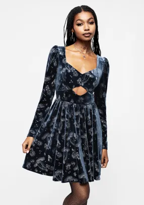 Relaxed-fit gown Active Outfit Faefire Foil Print Velour Cut Out Mini Dress