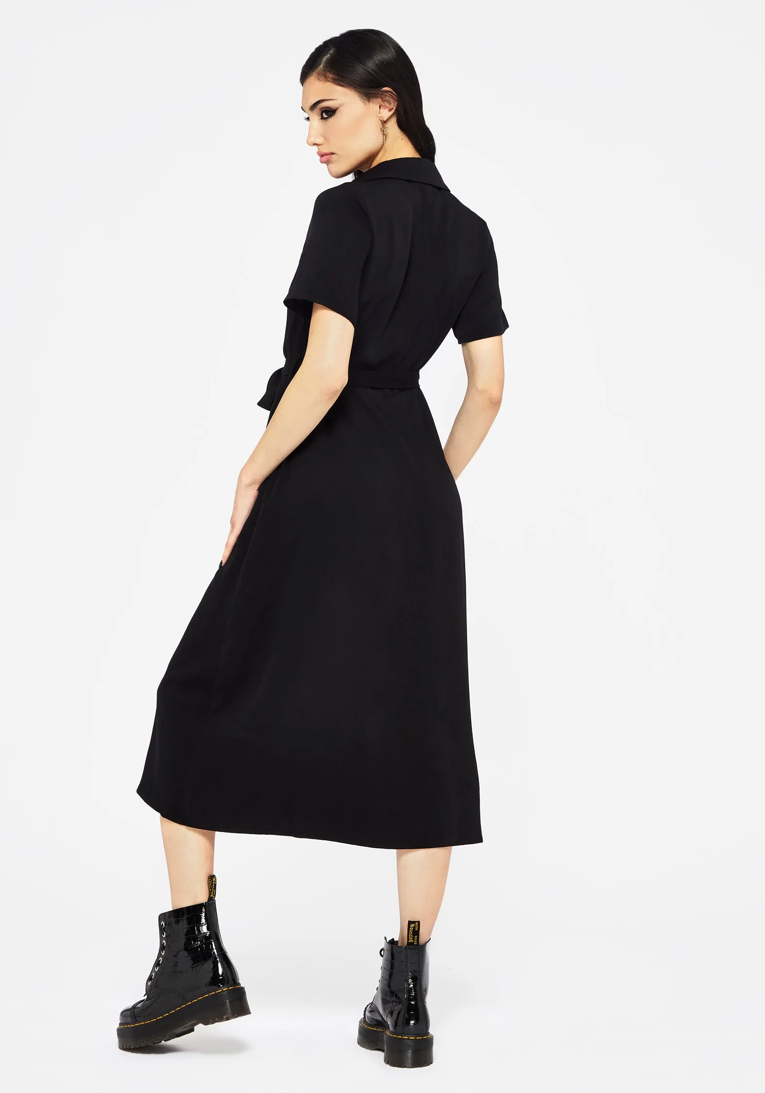 Perfect Mood Fairfolk Floral Embroidery Tie Waist Button Down Midi Shirt Dress