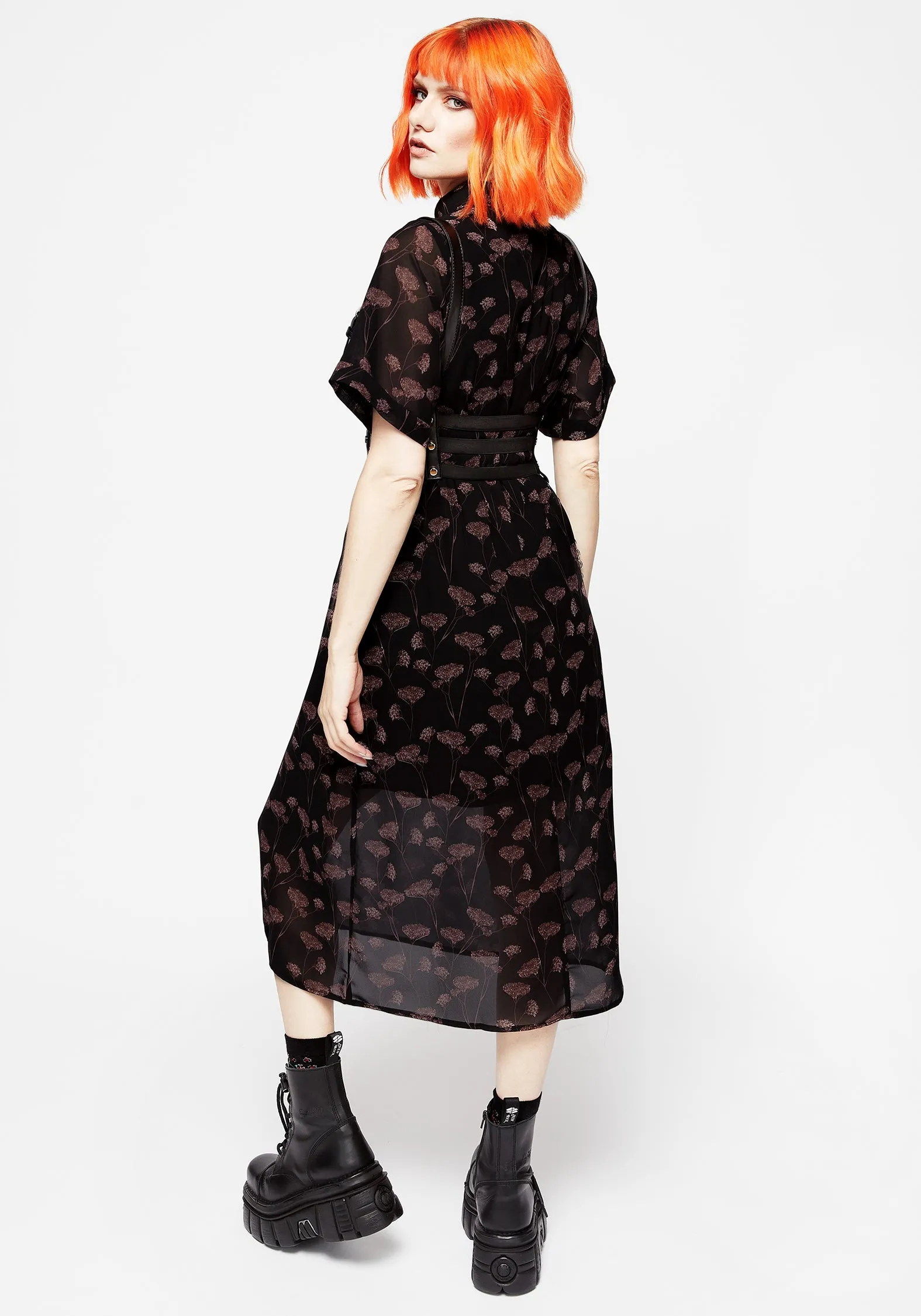 Judas Midi Shirt Dress Velvet-Sleeve
