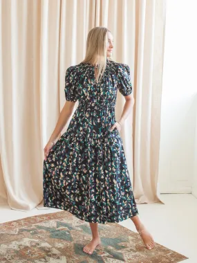 Ulla Johnson Othella Short Sleeve Midi Dress- Kaleidoscope Open Design