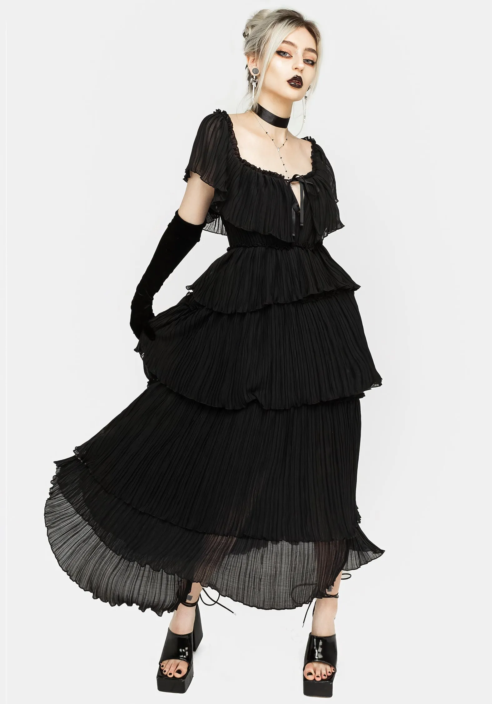 Waist-Cinching Thornhille Tulle Tiered Midaxi Dress