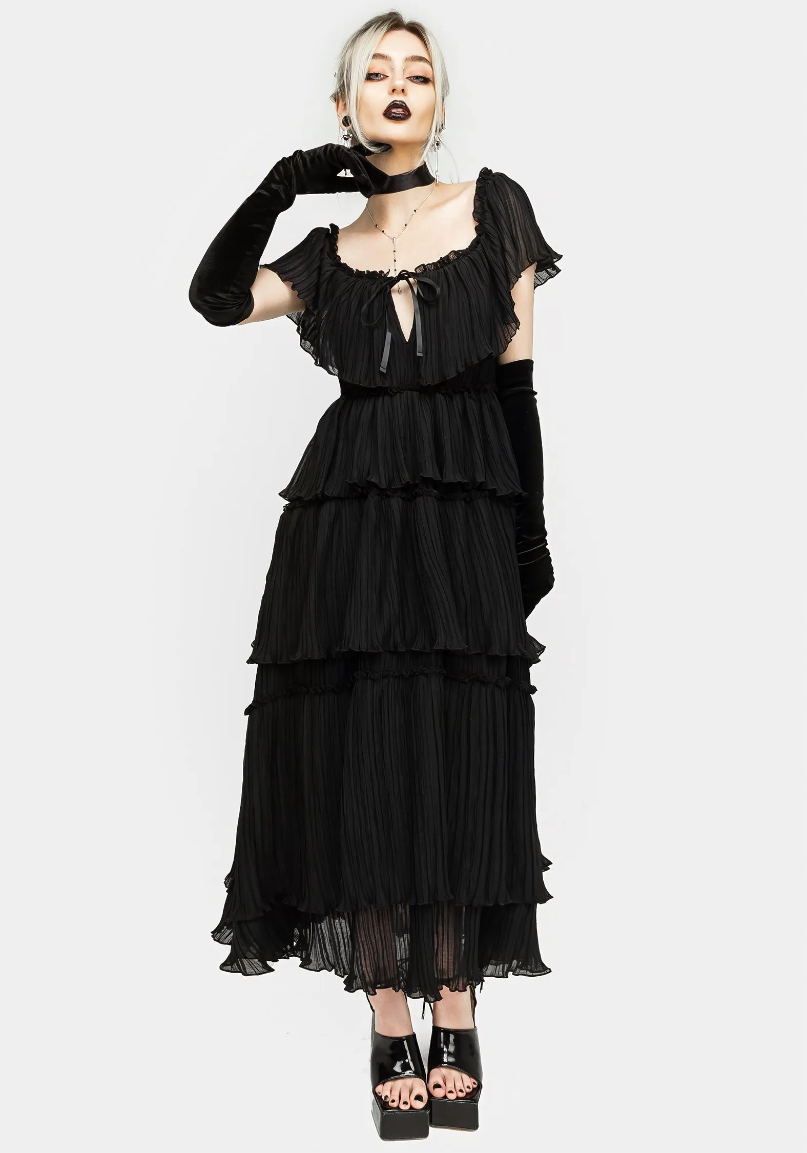 Fluid movement Thornhille Tulle Tiered Midaxi Dress