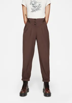 Marwood Acorn Embroidered Button Up Waist Balloon Trouser Contrast Panel smooth zipper