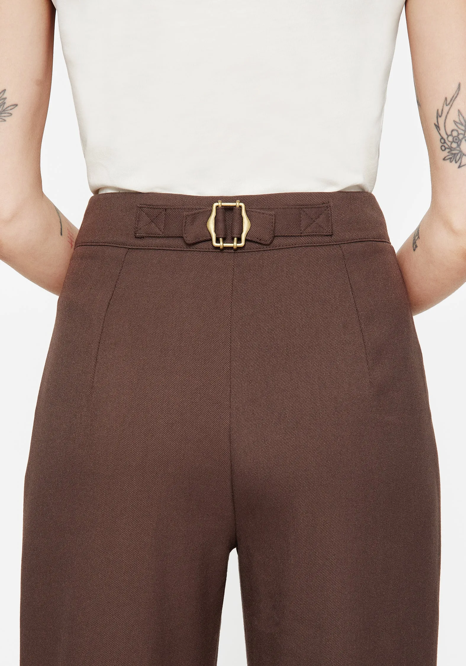 Elasticized Hem Marwood Acorn Embroidered Button Up Waist Balloon Trouser