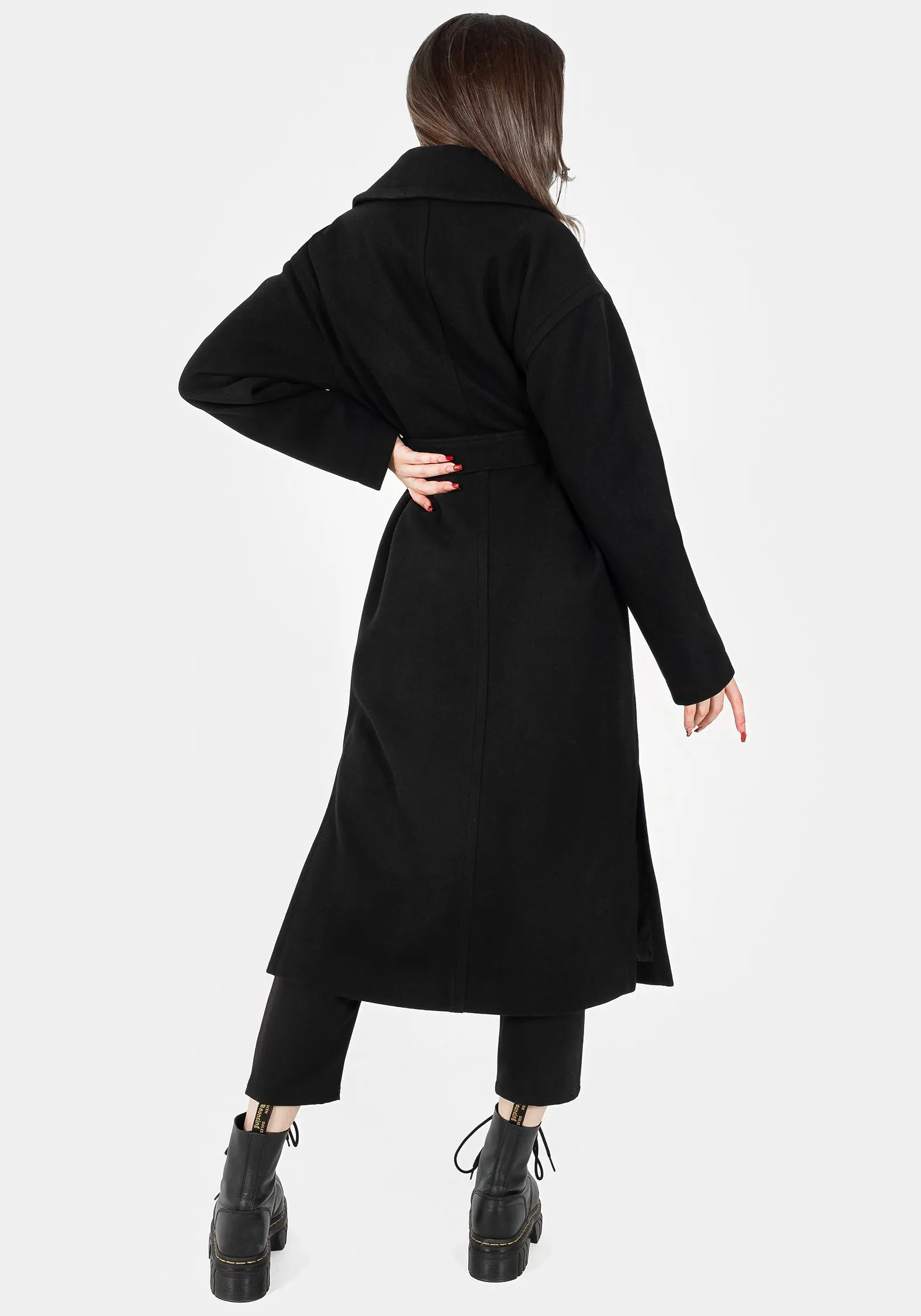 Meltdown Oversized Coat with Brooch - Black AdjustableHood