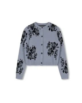Non Static Fiber Tech Caban Floral Knit Cardigan