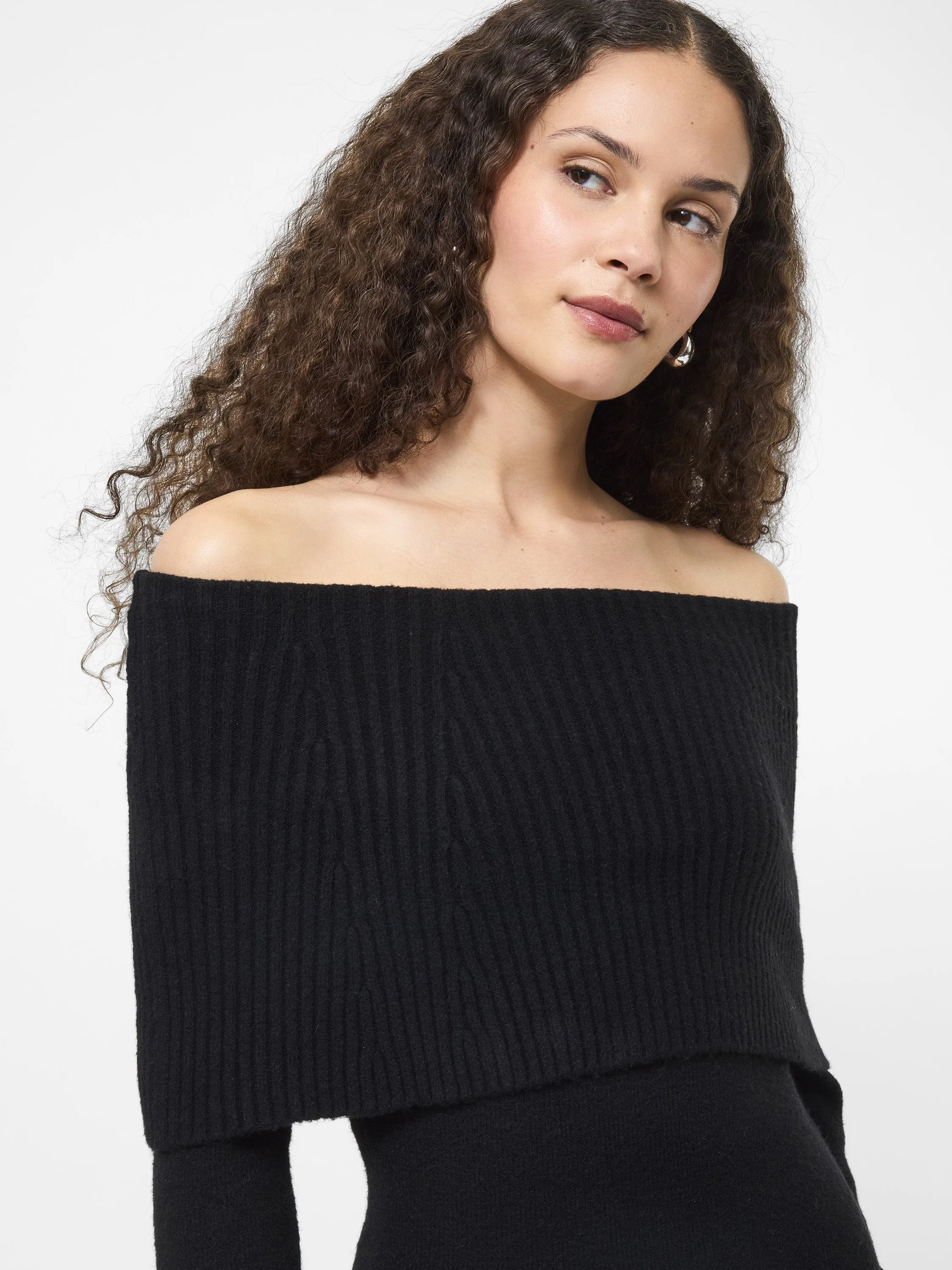 Bell-Sleeve Emilia Knit Off Shoulder Dress