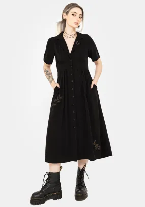 Hester Embroidered Button Up Midi Shirt Dress Fresh Flow