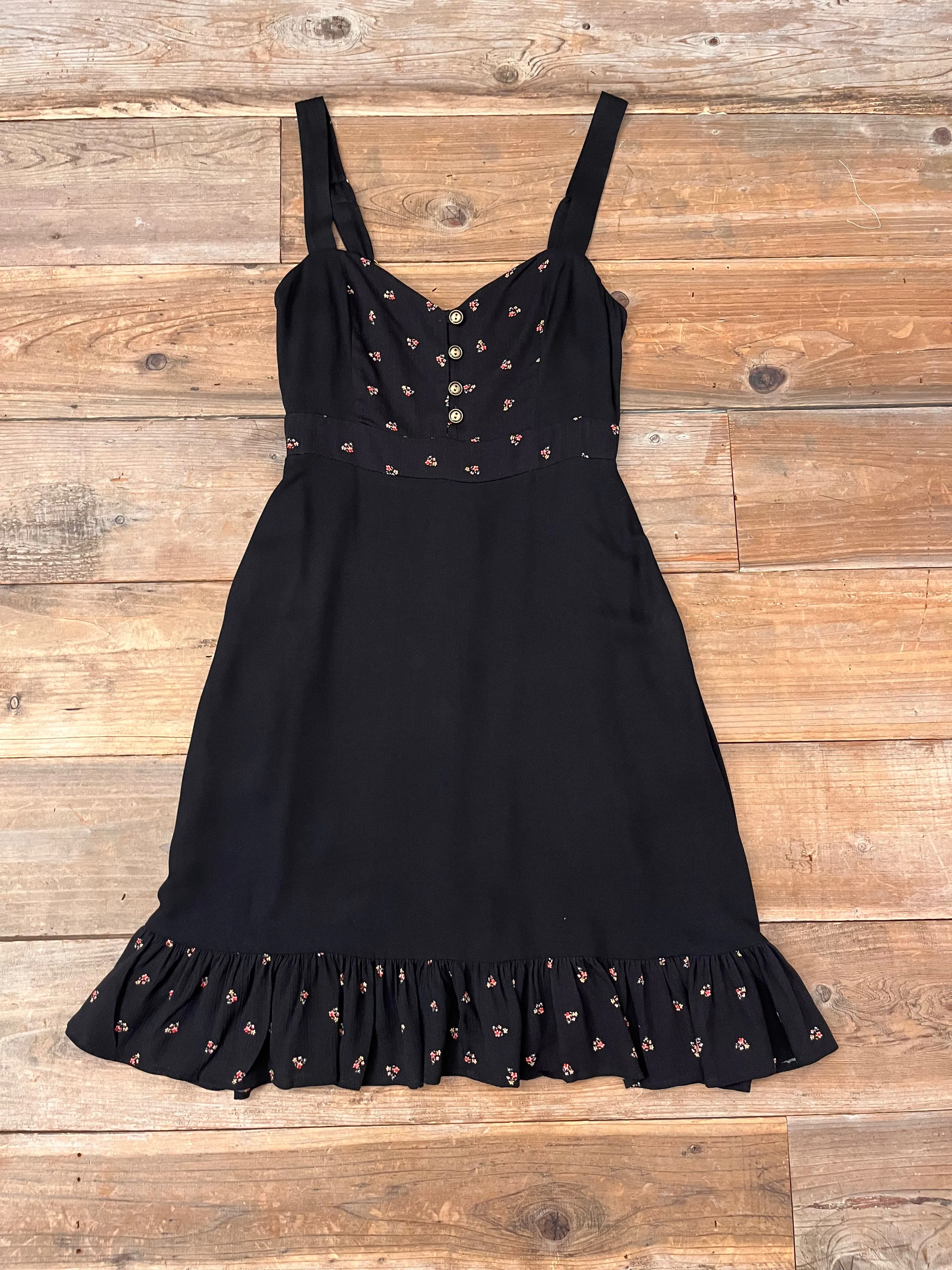 Casual Layering Gemma Dress in Black and Floral