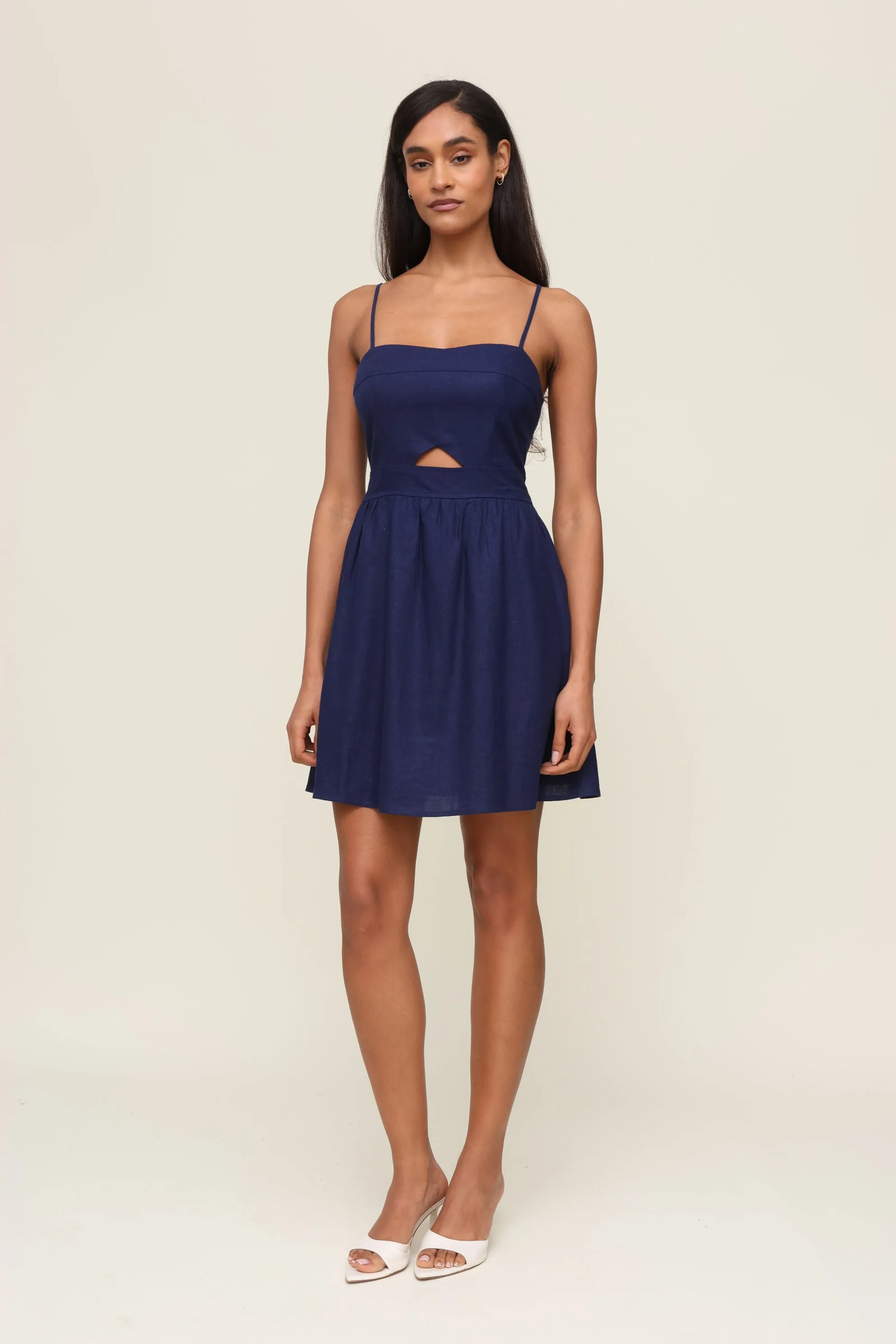 The Abby Linen Mini Dress solo wear Formal Aura