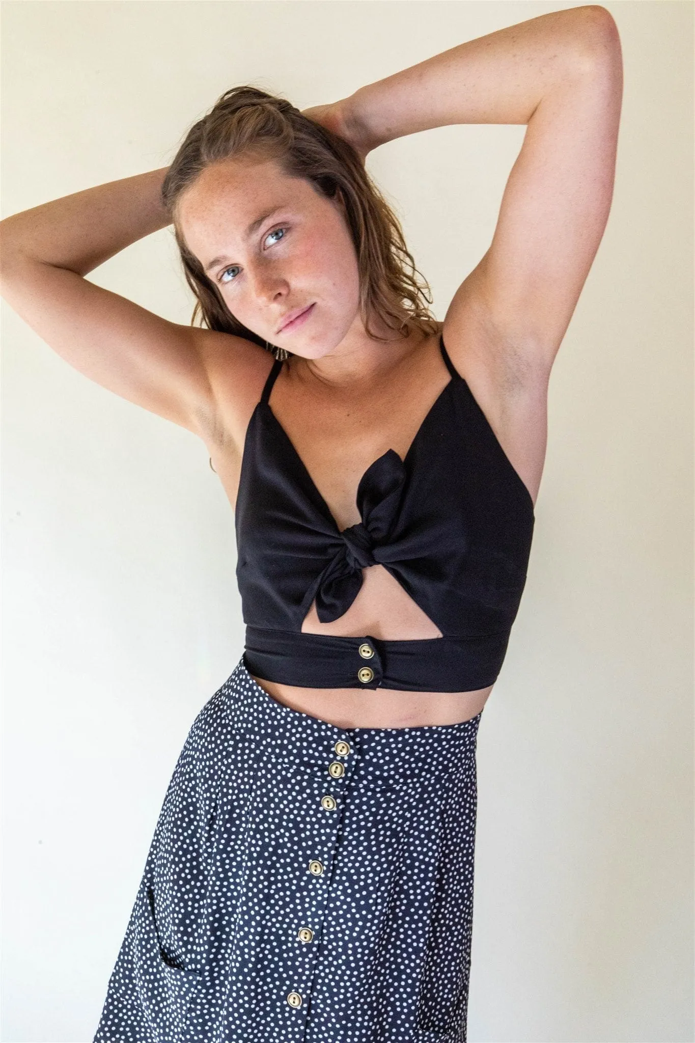 fuzzy texture Dee Dee Top in Black Challis