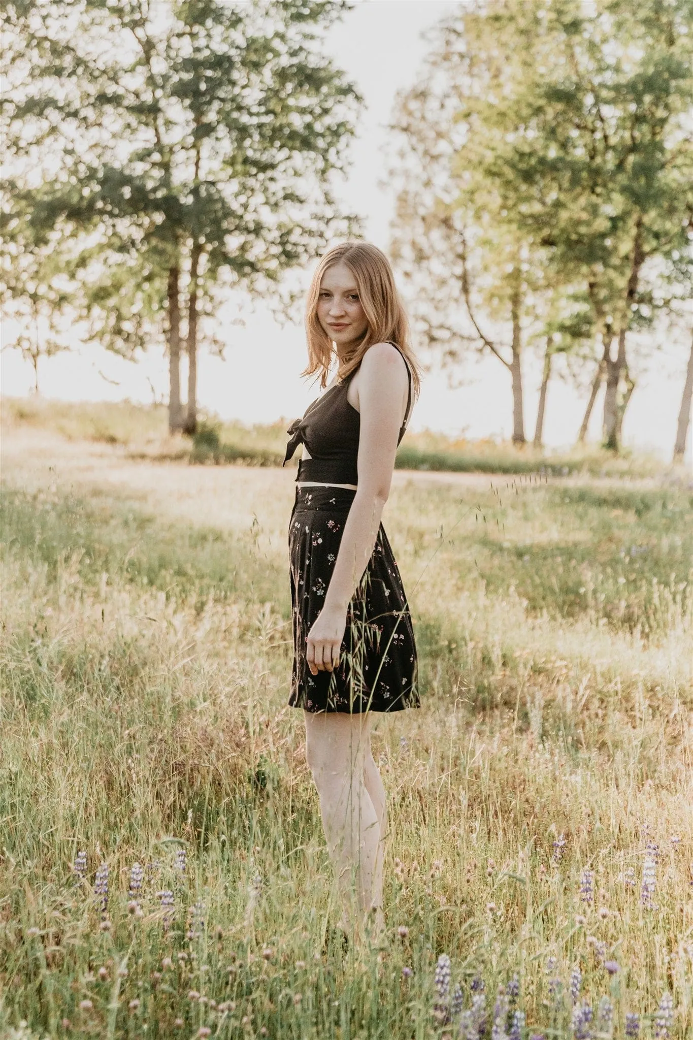 Dee Dee Top in Black Challis Minimalist Style