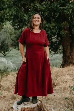 Water-resistant Fall Piece Bella Dress in Ruby Checker