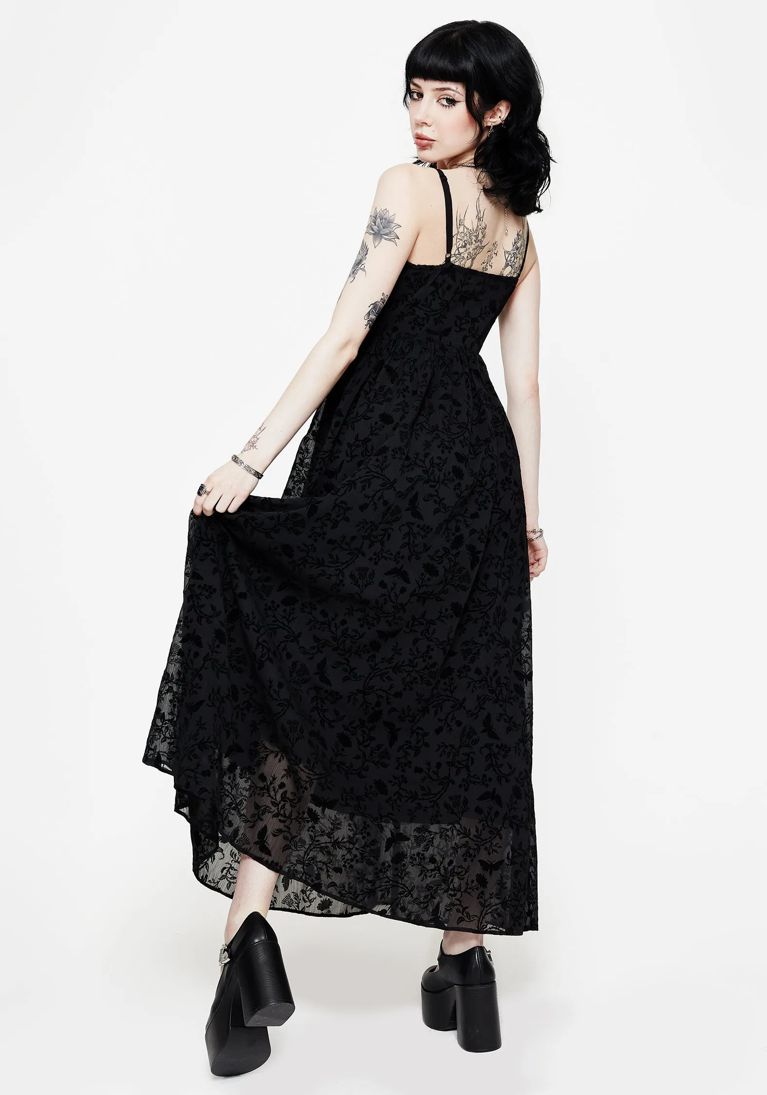 Faustina Flocked Chiffon Maxi Cami Dress Easy Vibe Timeless Piece